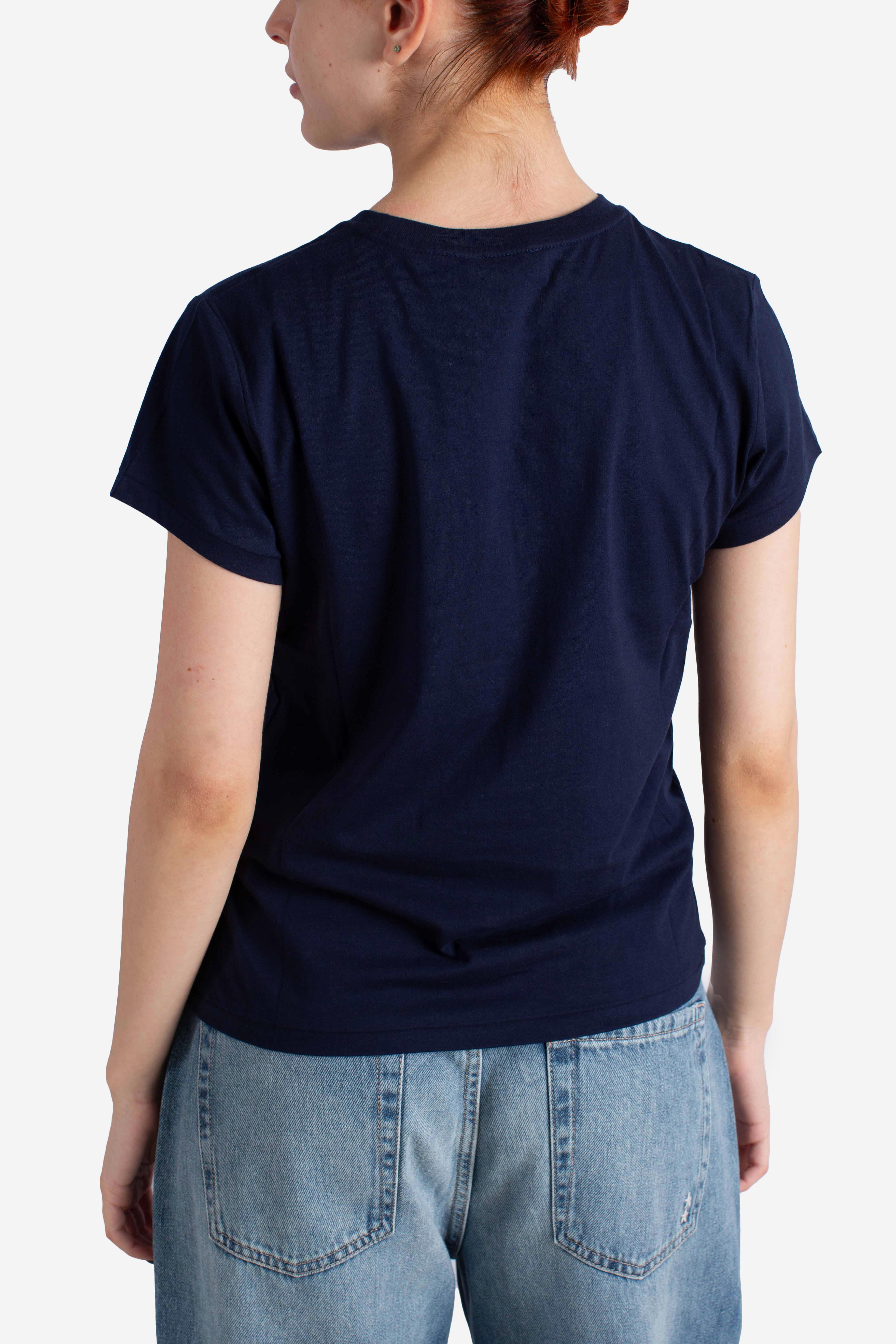 Maglietta girocollo in jersey di cotone newport navy