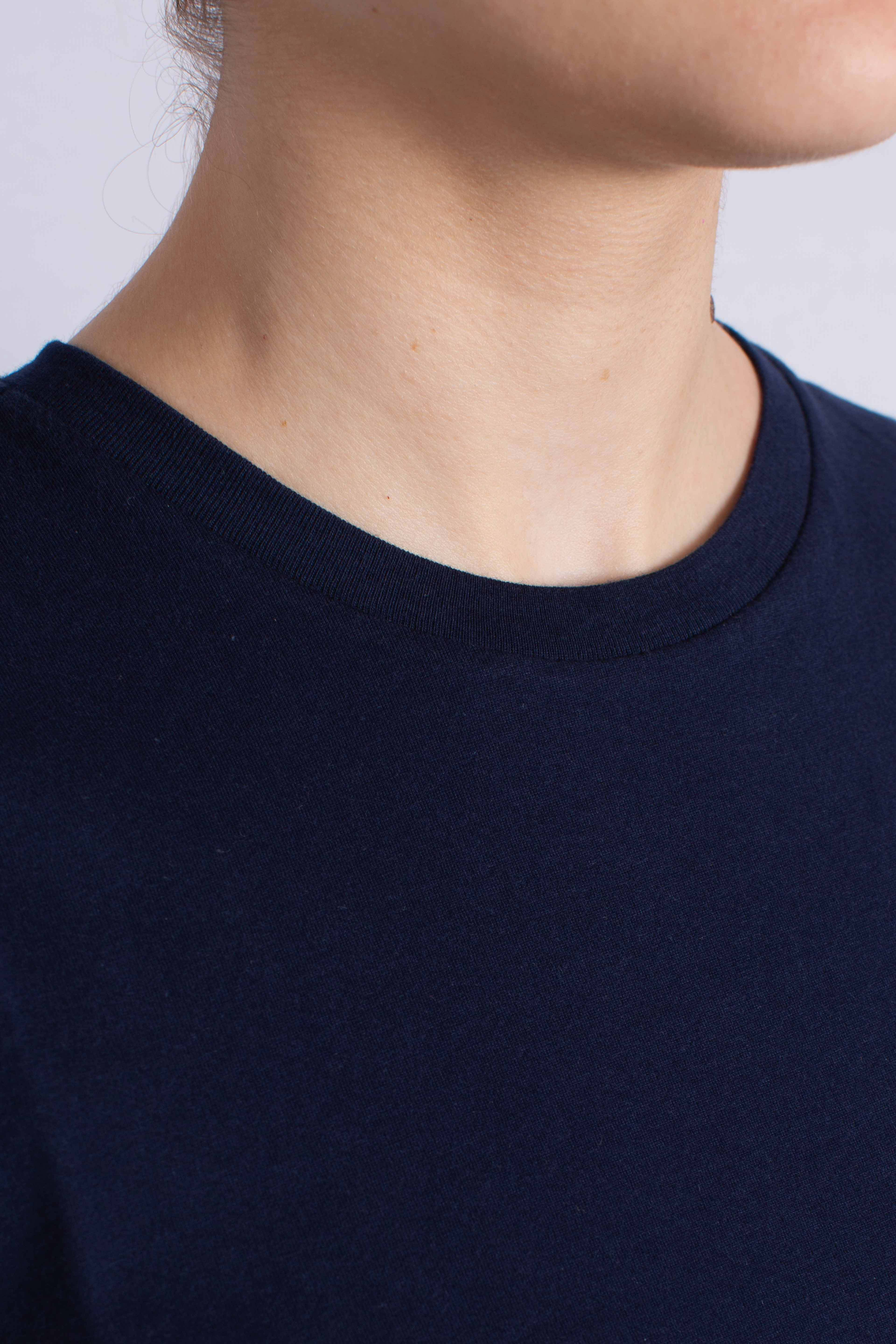 Maglietta girocollo in jersey di cotone newport navy