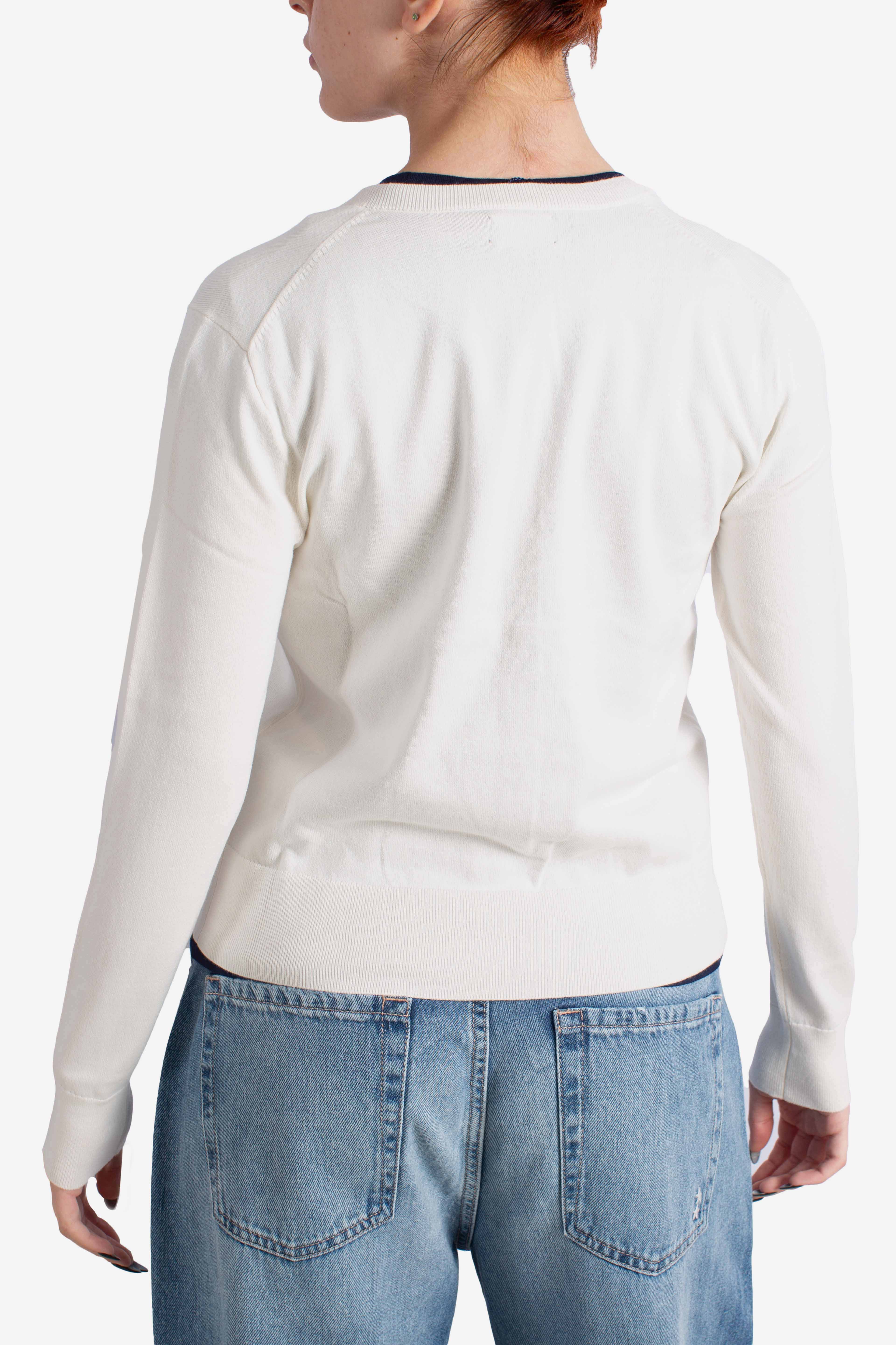 Cardigan girocollo in misto cotone elasticizzato cream