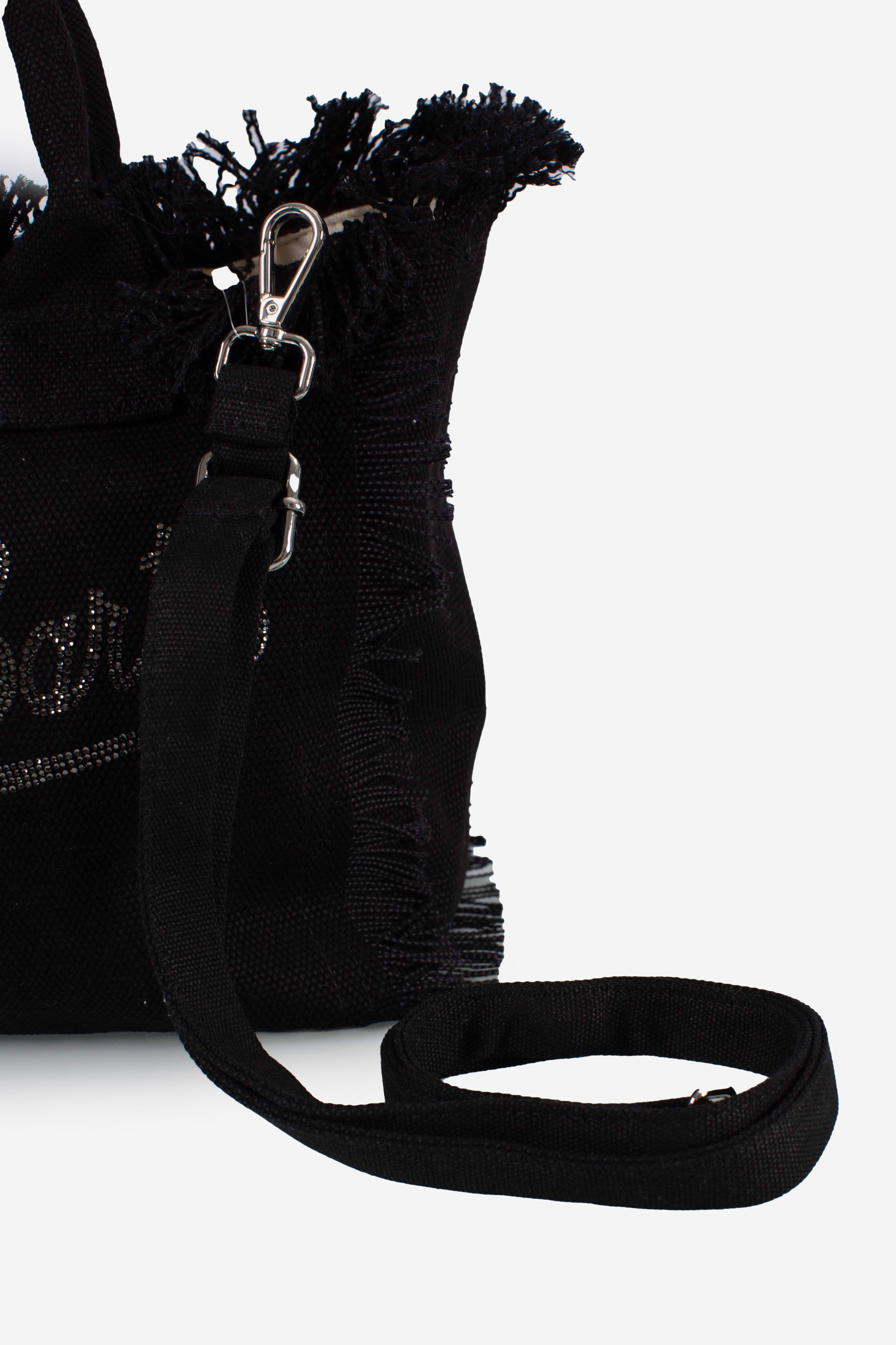 Borsa Colette in canvas rosa con logo in strass