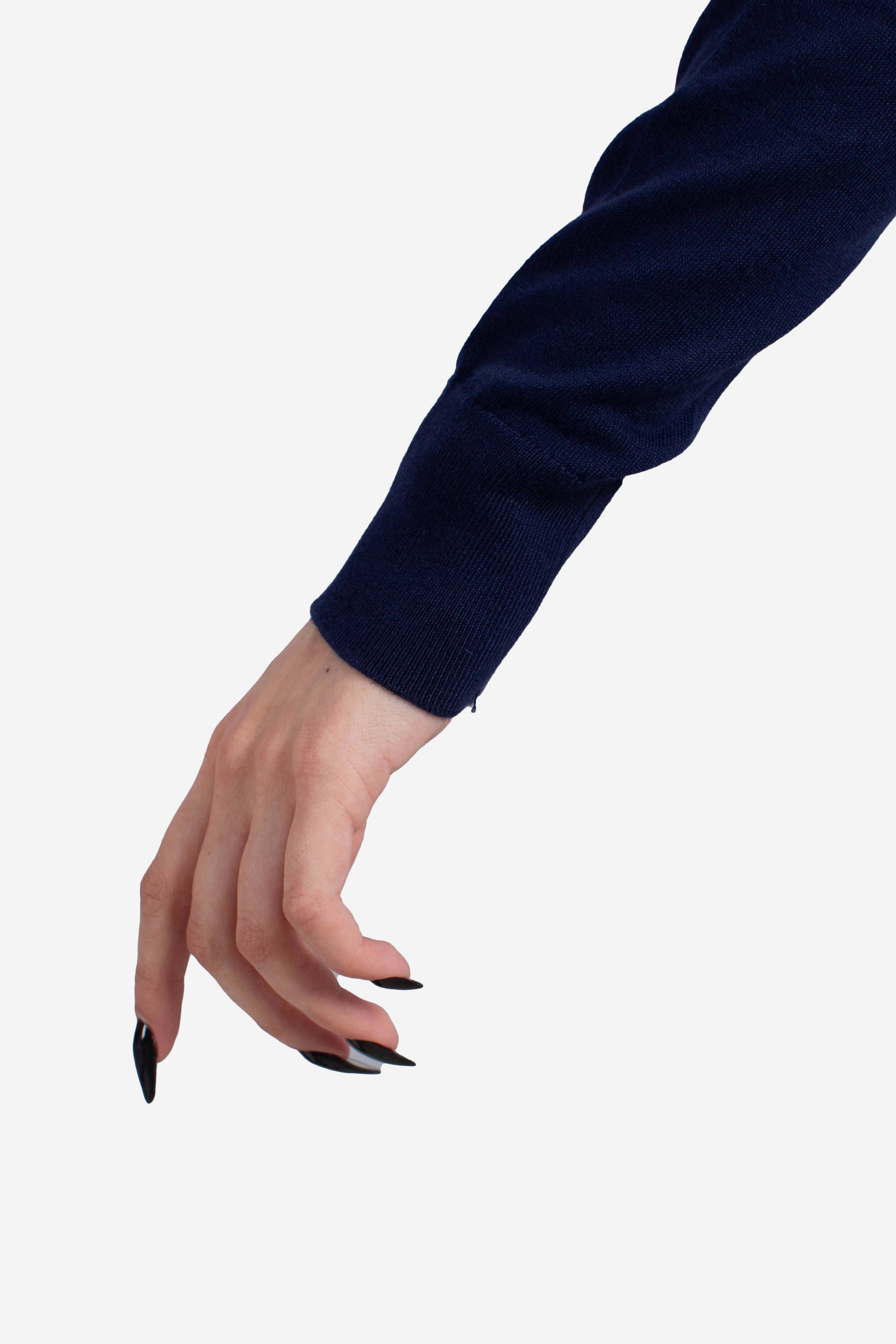 Cardigan girocollo in misto cotone elasticizzato blue