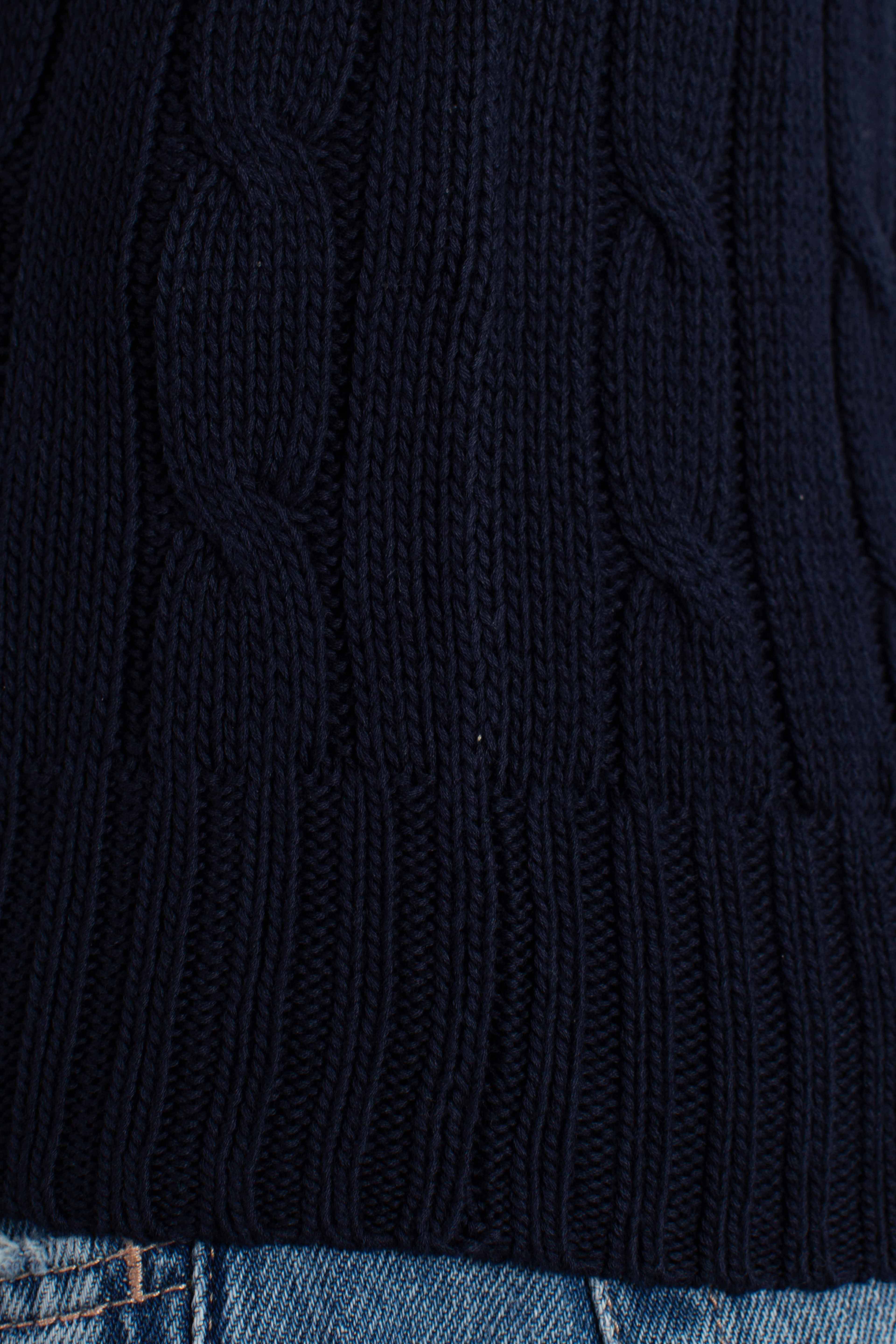 Maglia a maniche corte in cotone a trecce blue