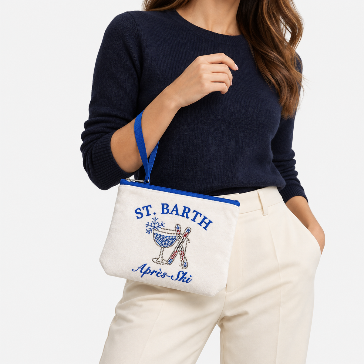 MC2 Saint Barth Pochette Donna Aline Panna Après-Ski con Strass