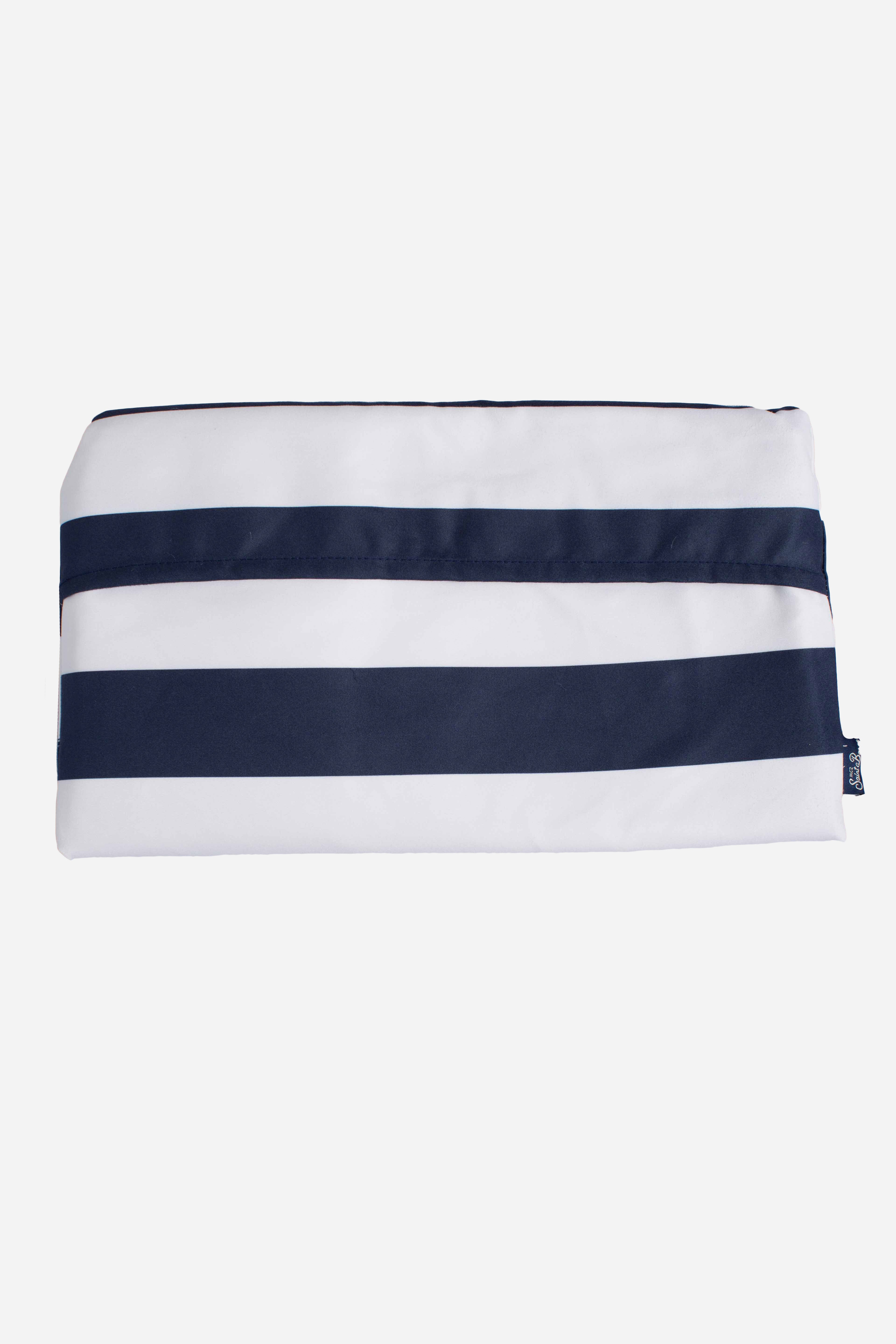 Telo mare Aidan a righe blu e bianche con logo