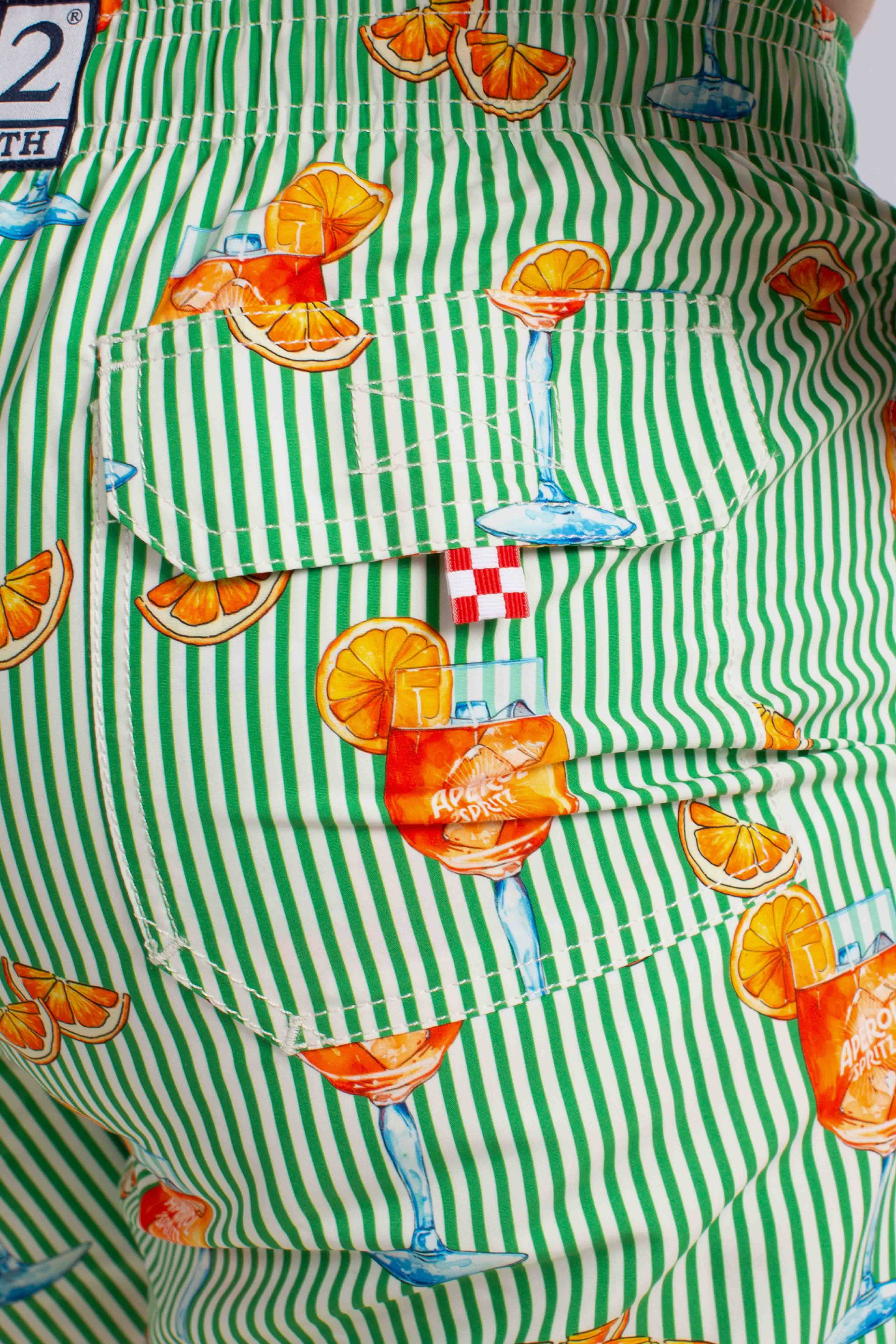 Costume mare Gustavia a righe happy cocktail stripes green white | Special Edition