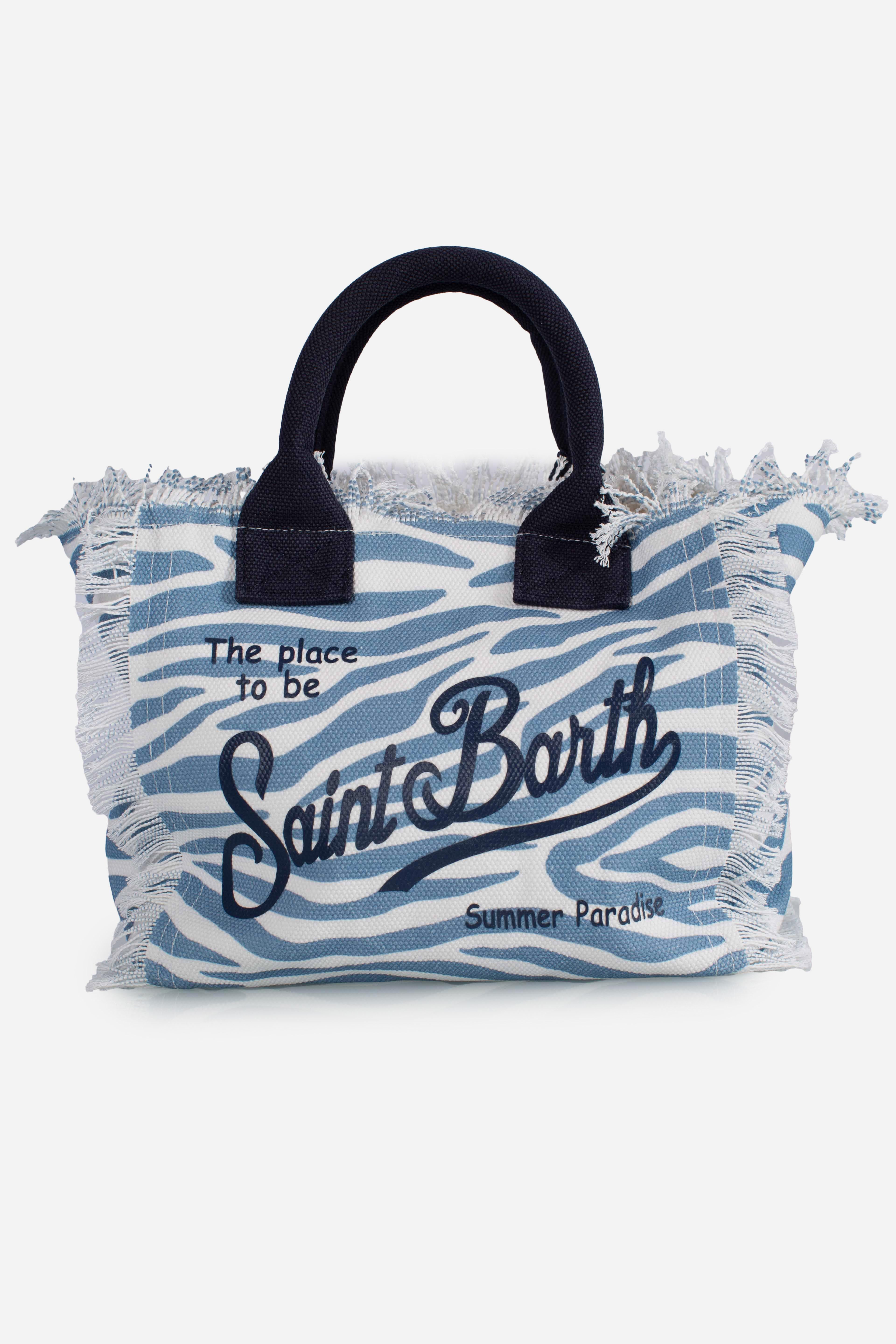 Borsa Colette in canvas di cotone con stampa zebrata