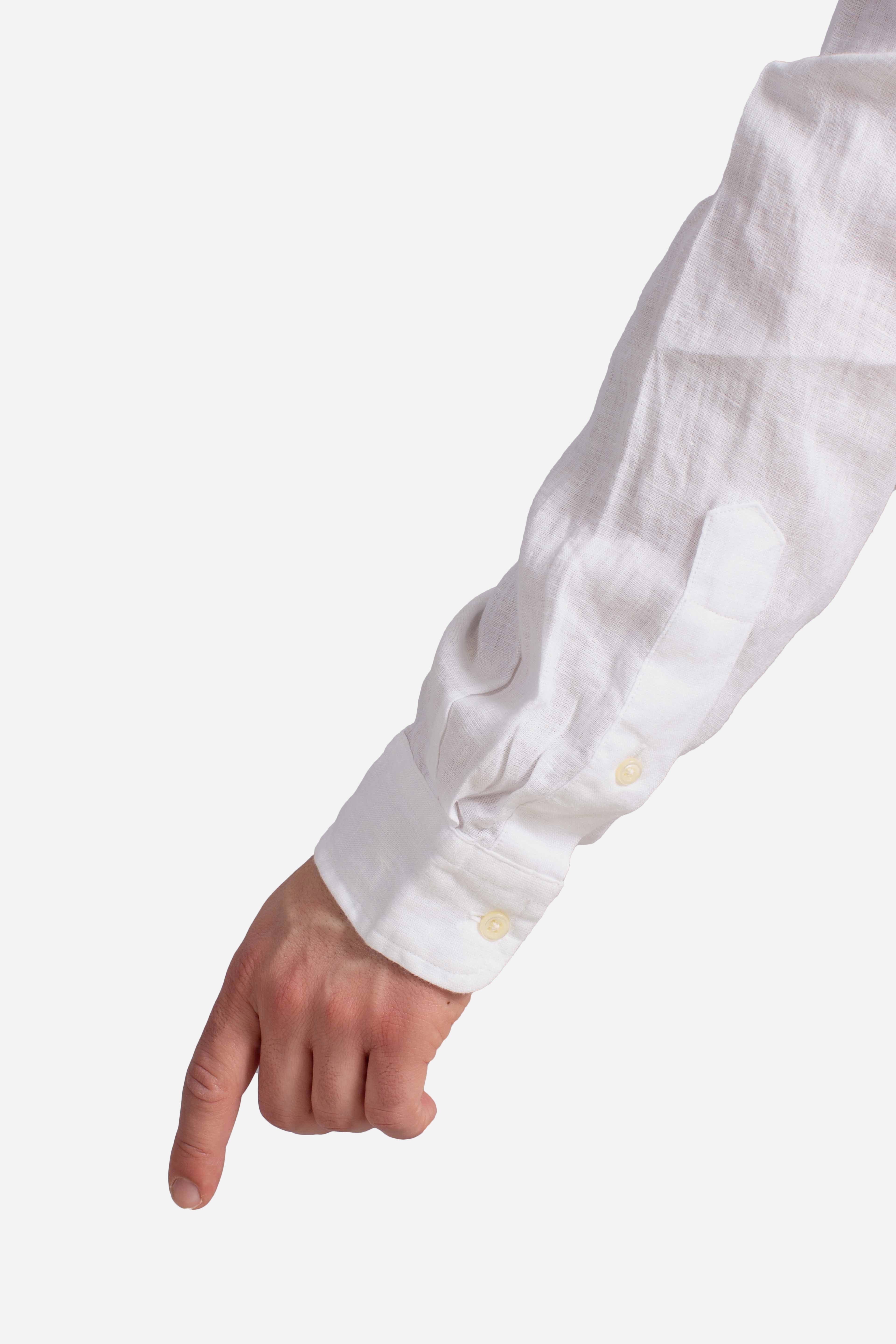 Camicia in lino botton down Slim-Fit white