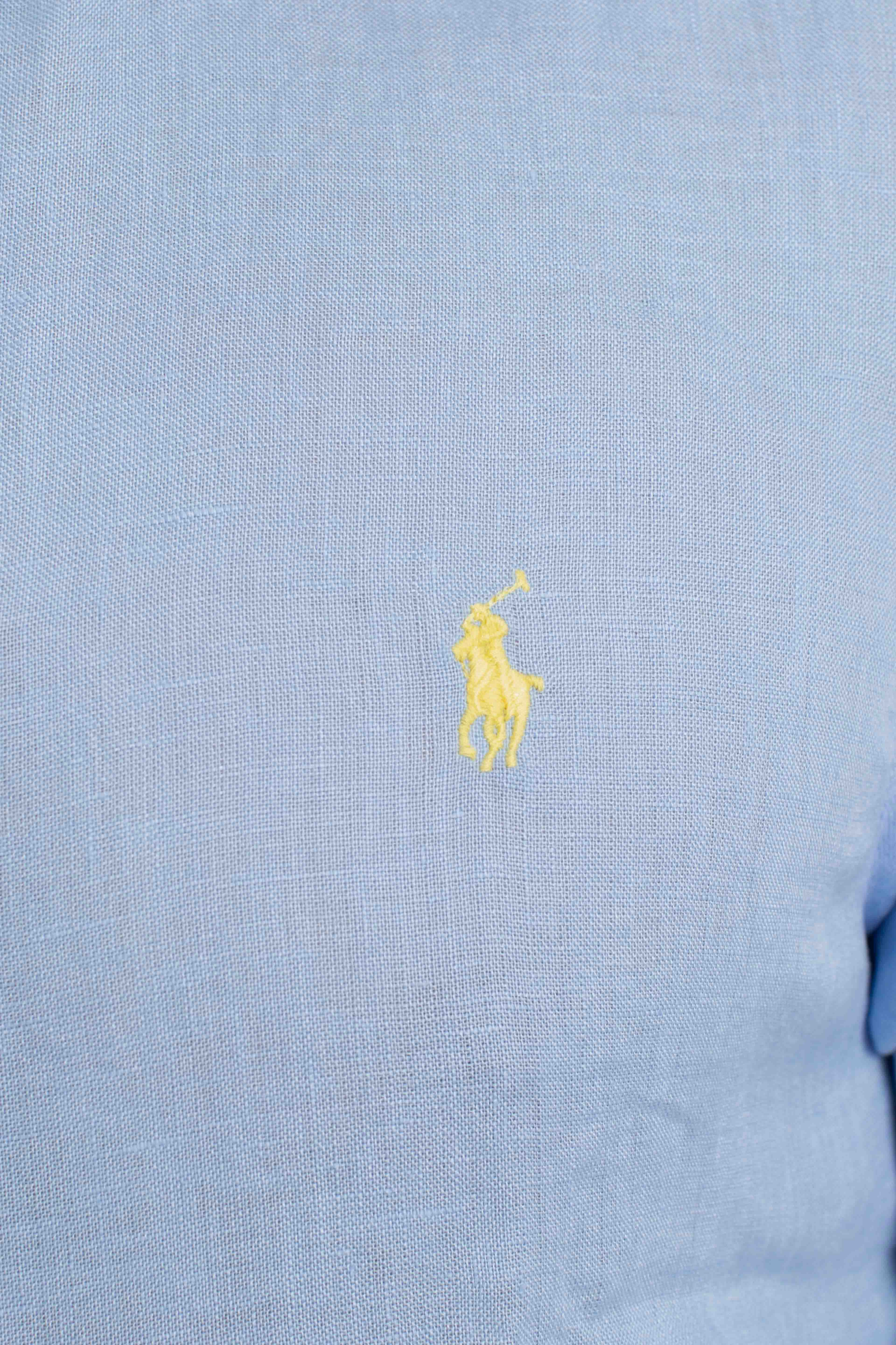 Camicia in lino botton down Slim-Fit light blue
