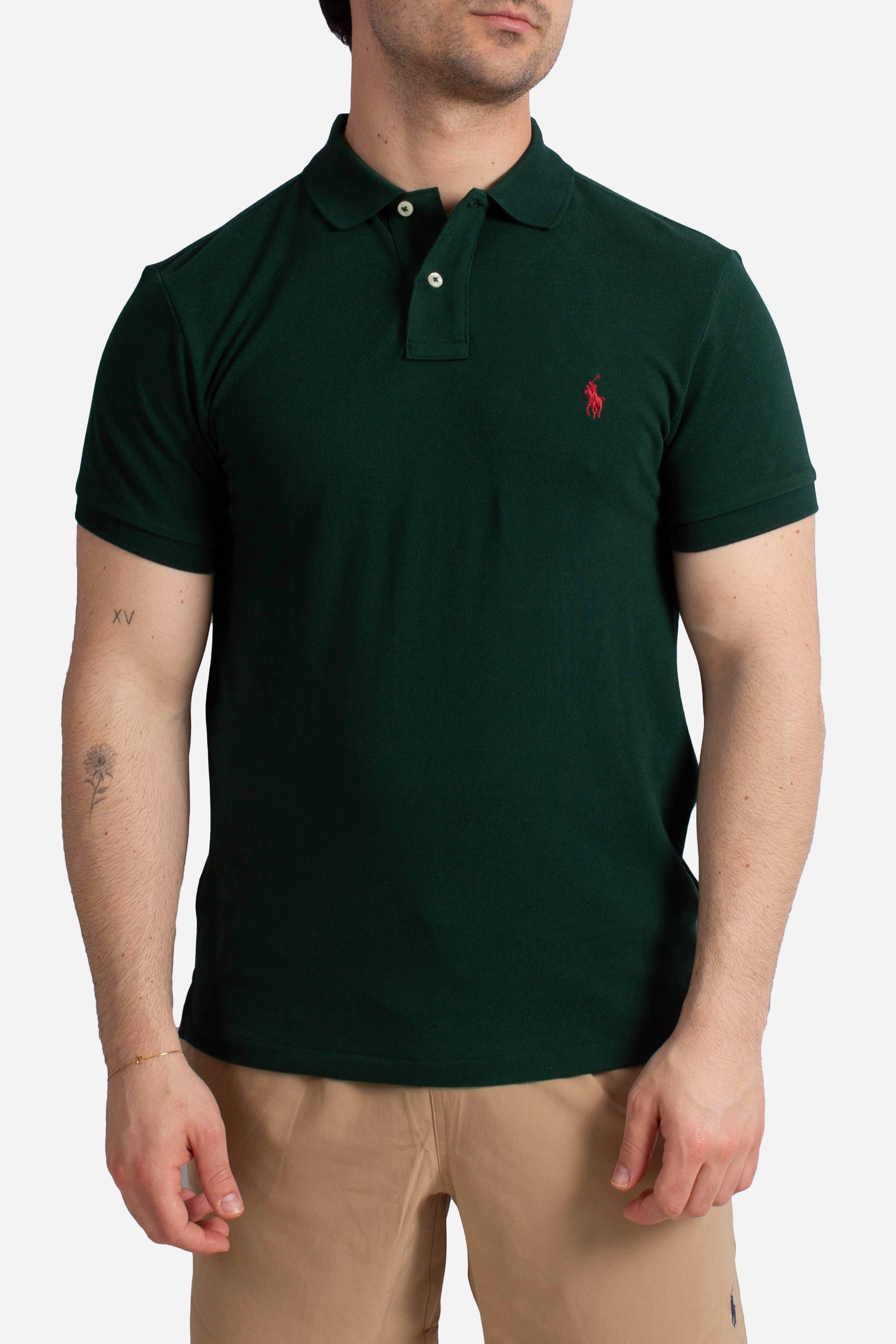 Polo iconica in piqué Custom Slim-Fit green