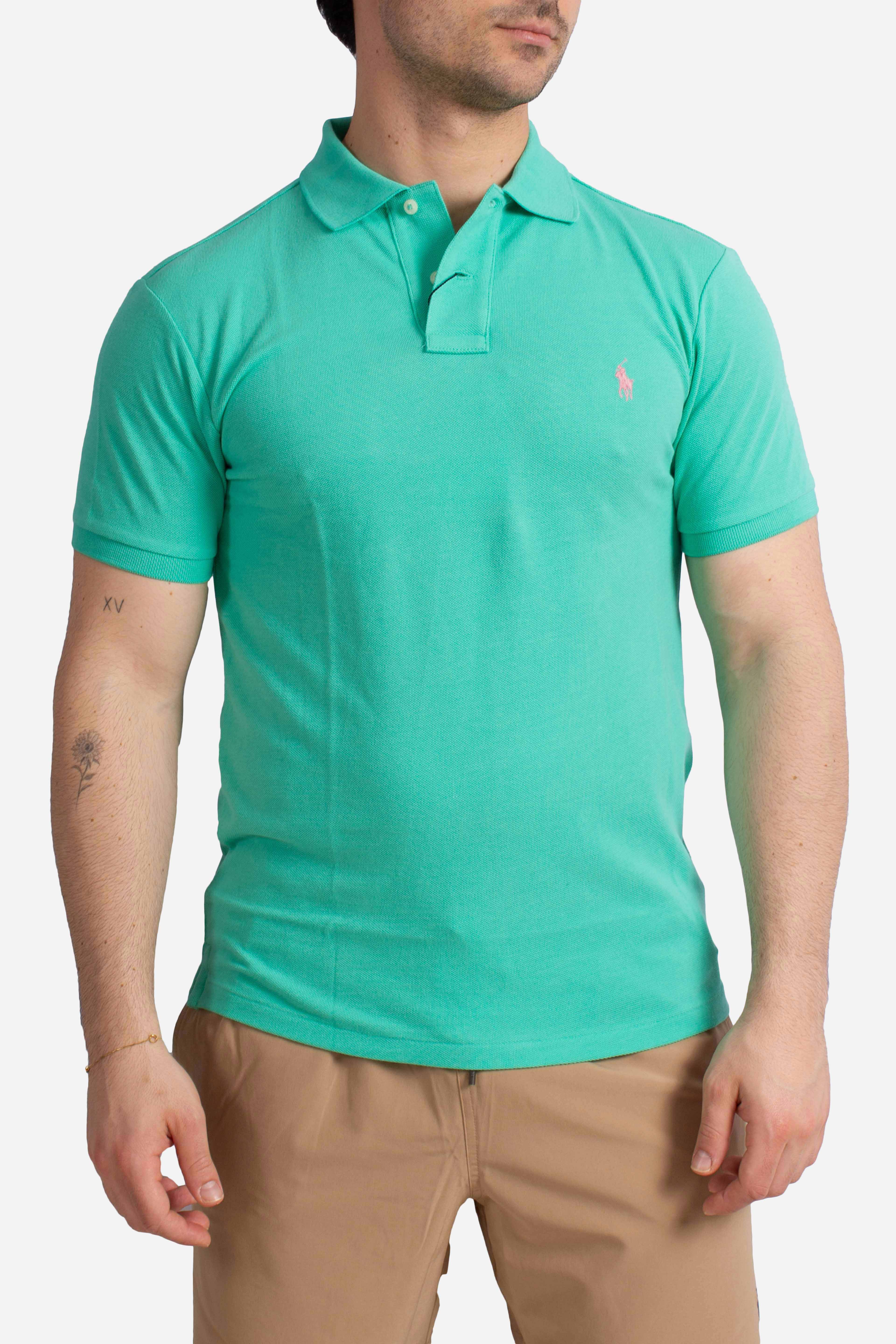 Polo iconica in piqué Custom Slim-Fit green
