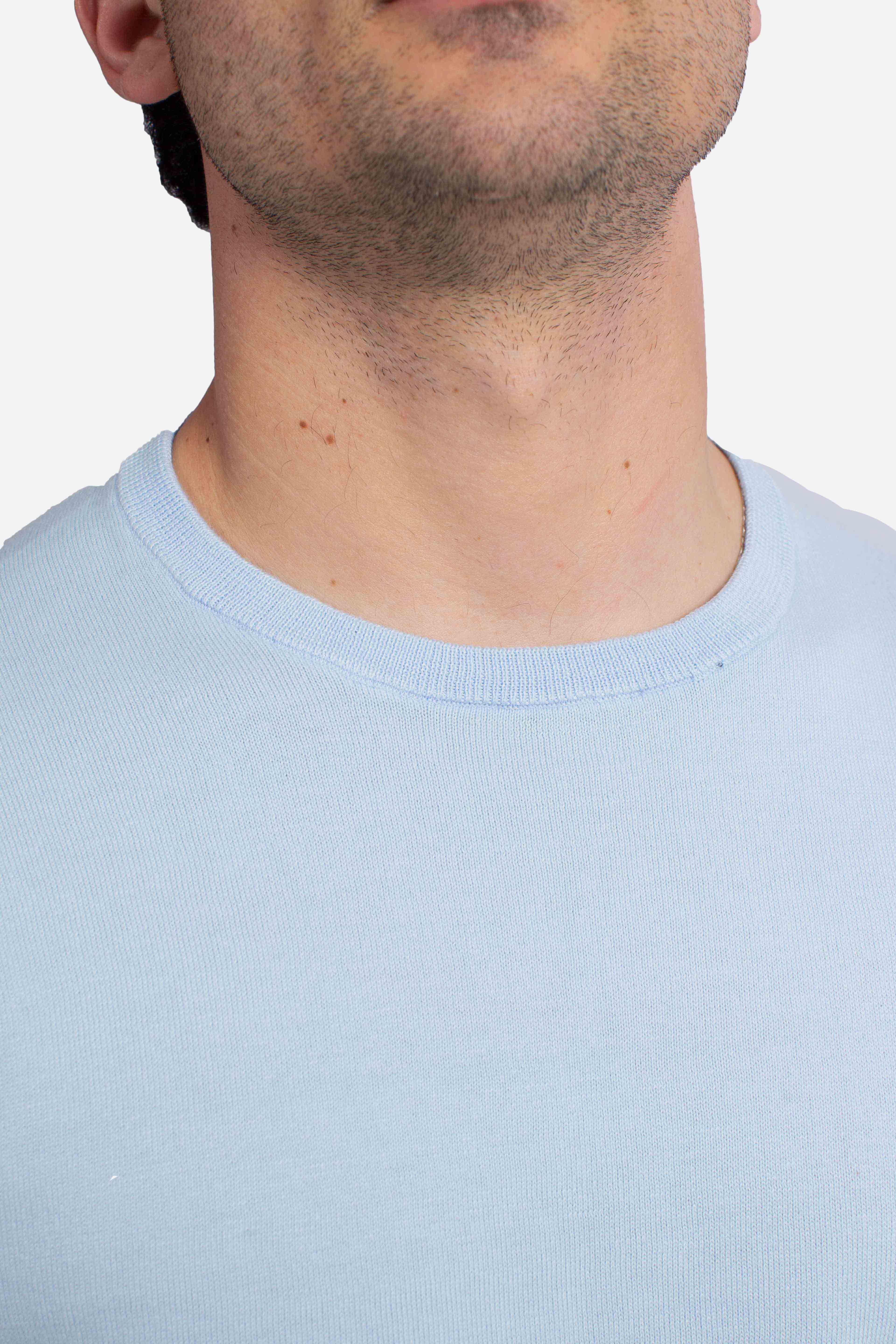 Maglione slim fit in cotone light blue