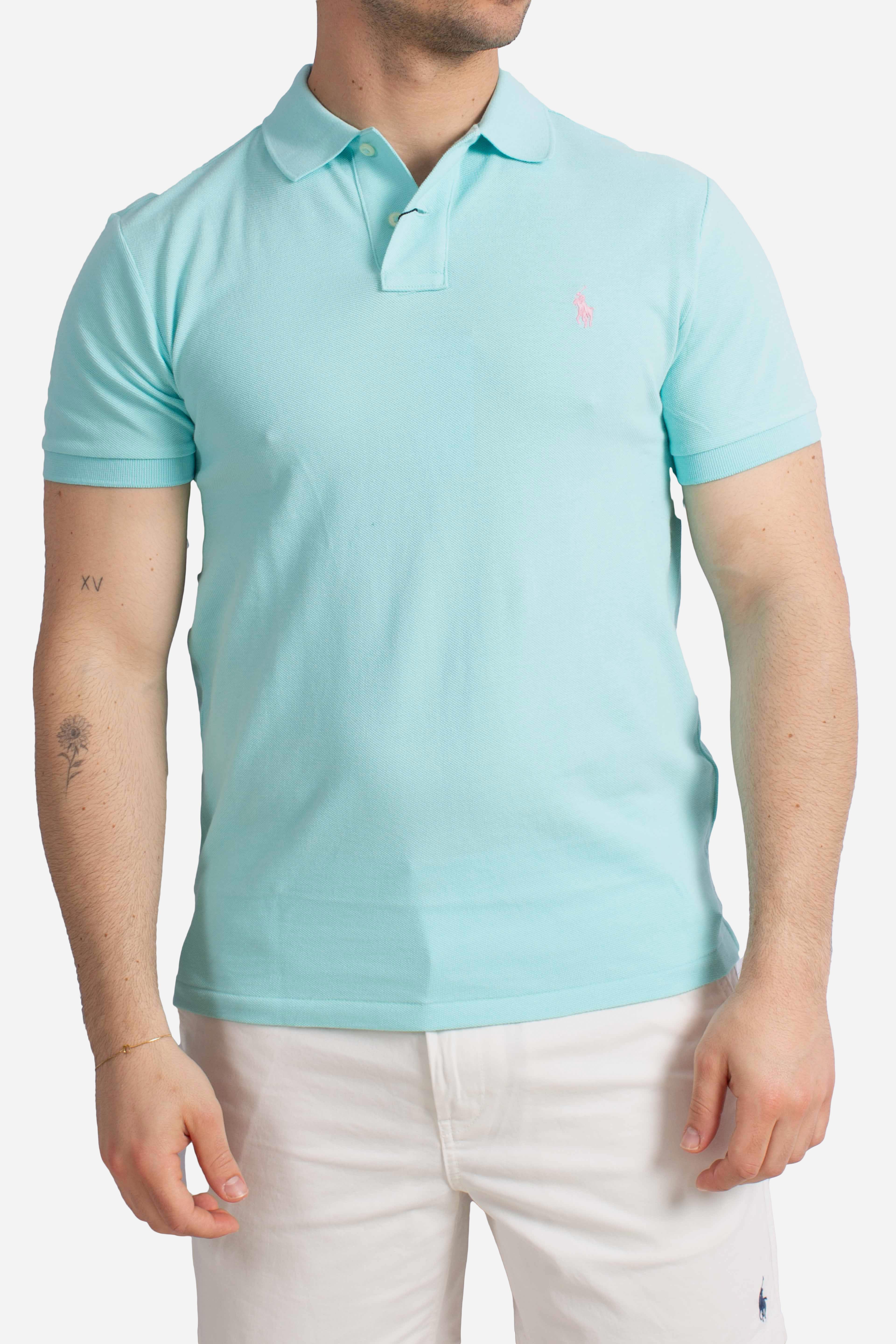 Polo iconica in piqué Custom Slim-Fit sky blue