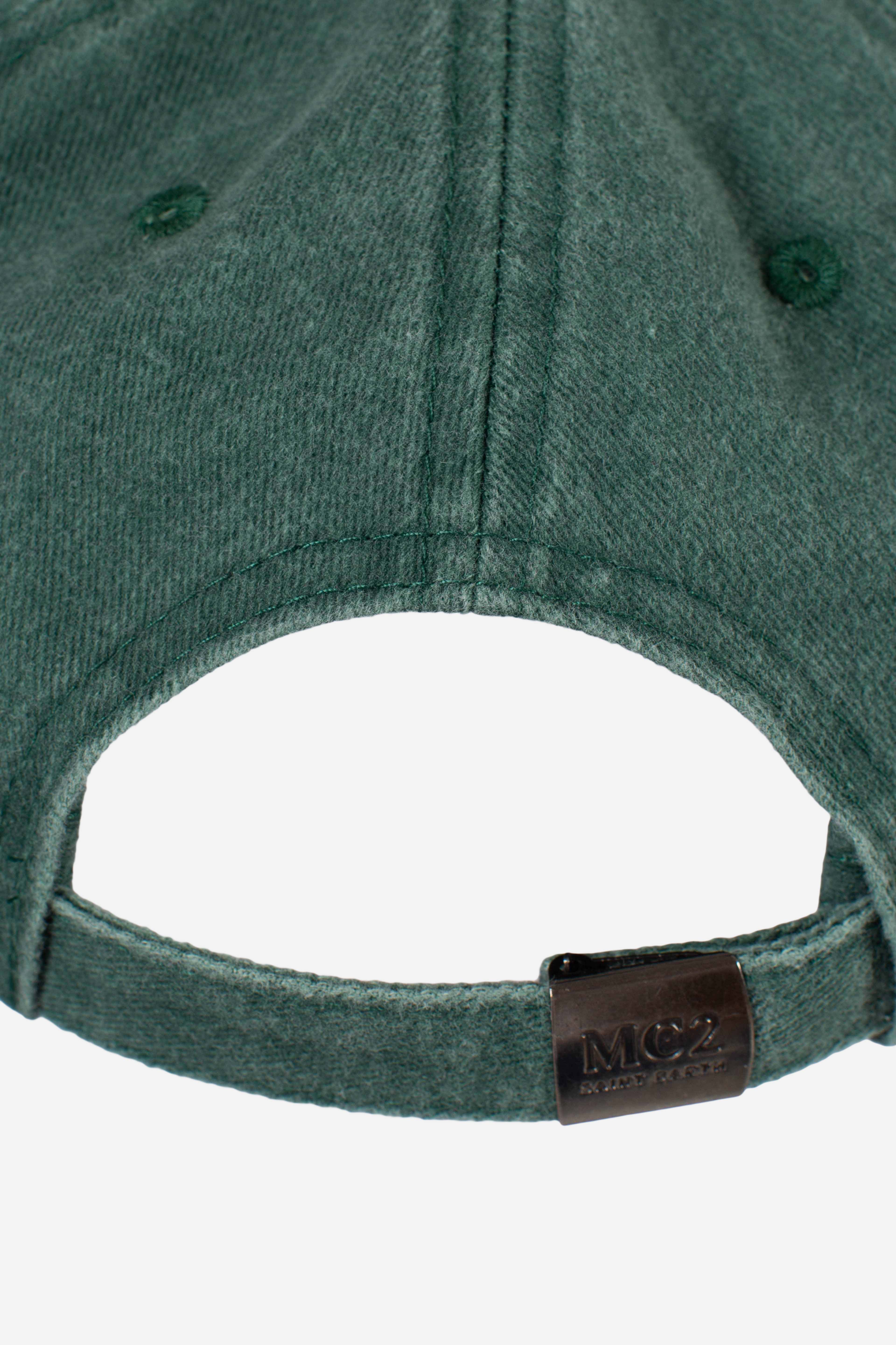 Cappellino Davis con visiera in cotone verde con logo ricamato