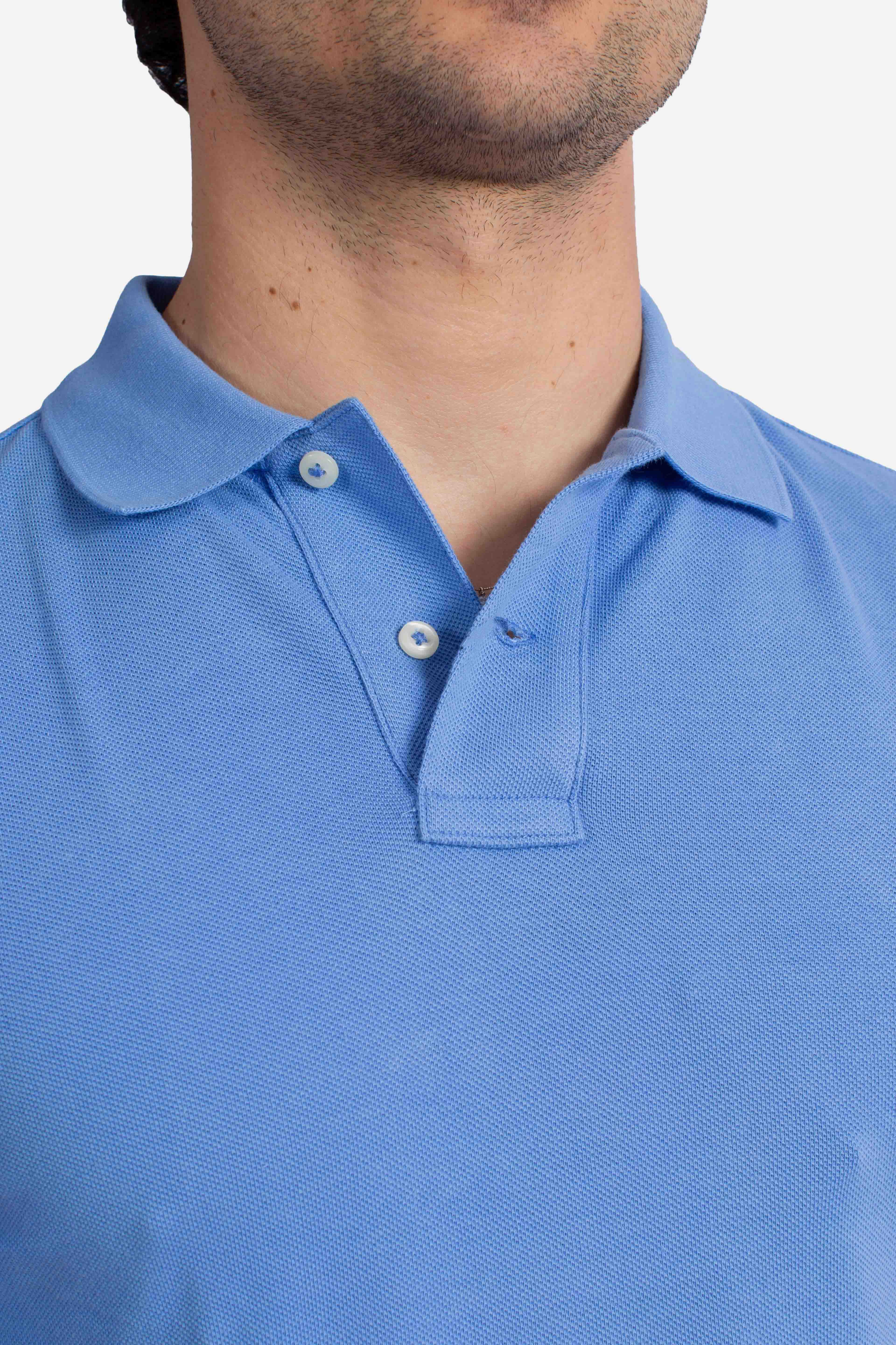 Polo iconica in piqué Custom Slim-Fit core replen blue