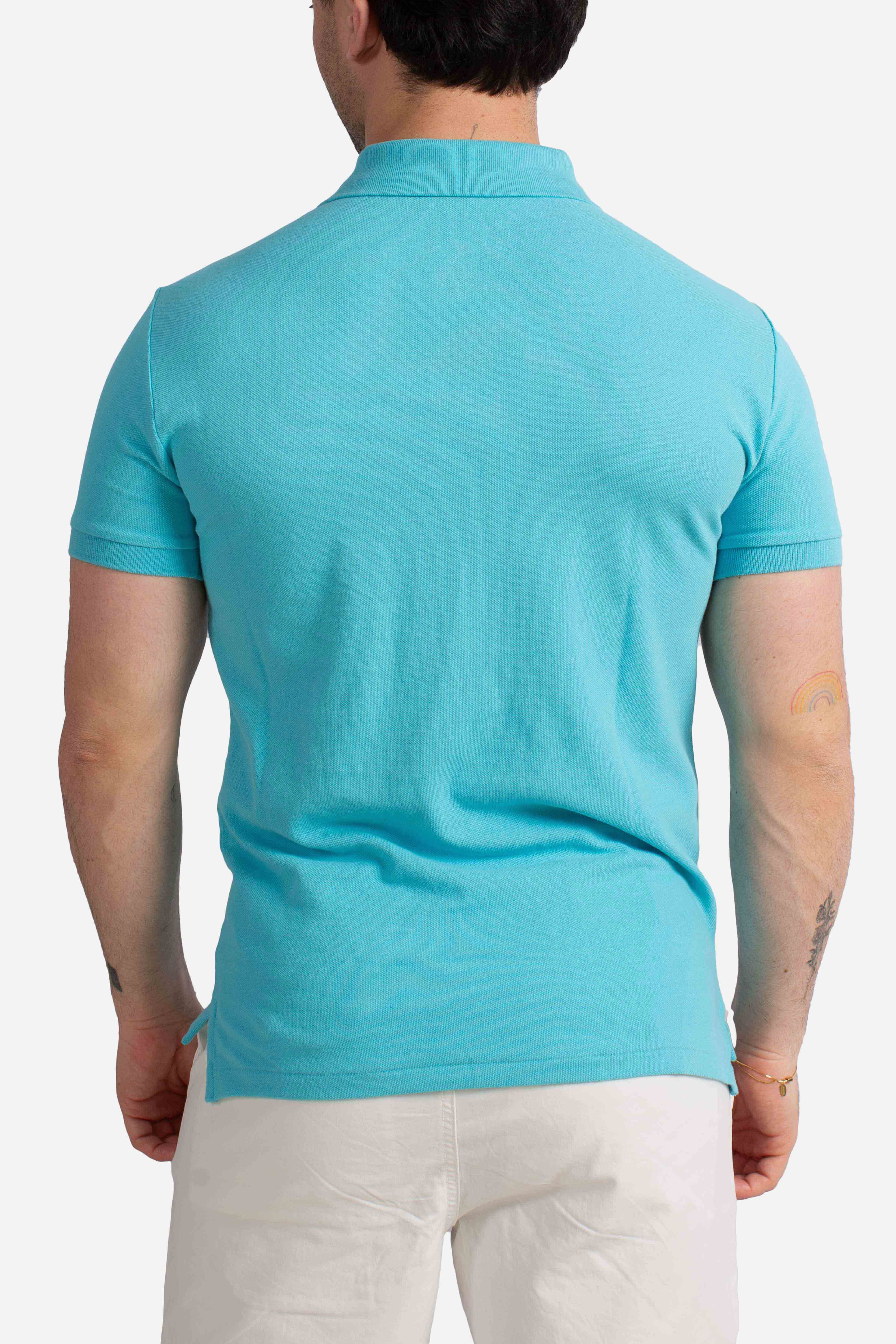 Polo iconica in piqué Custom Slim-Fit turquoise