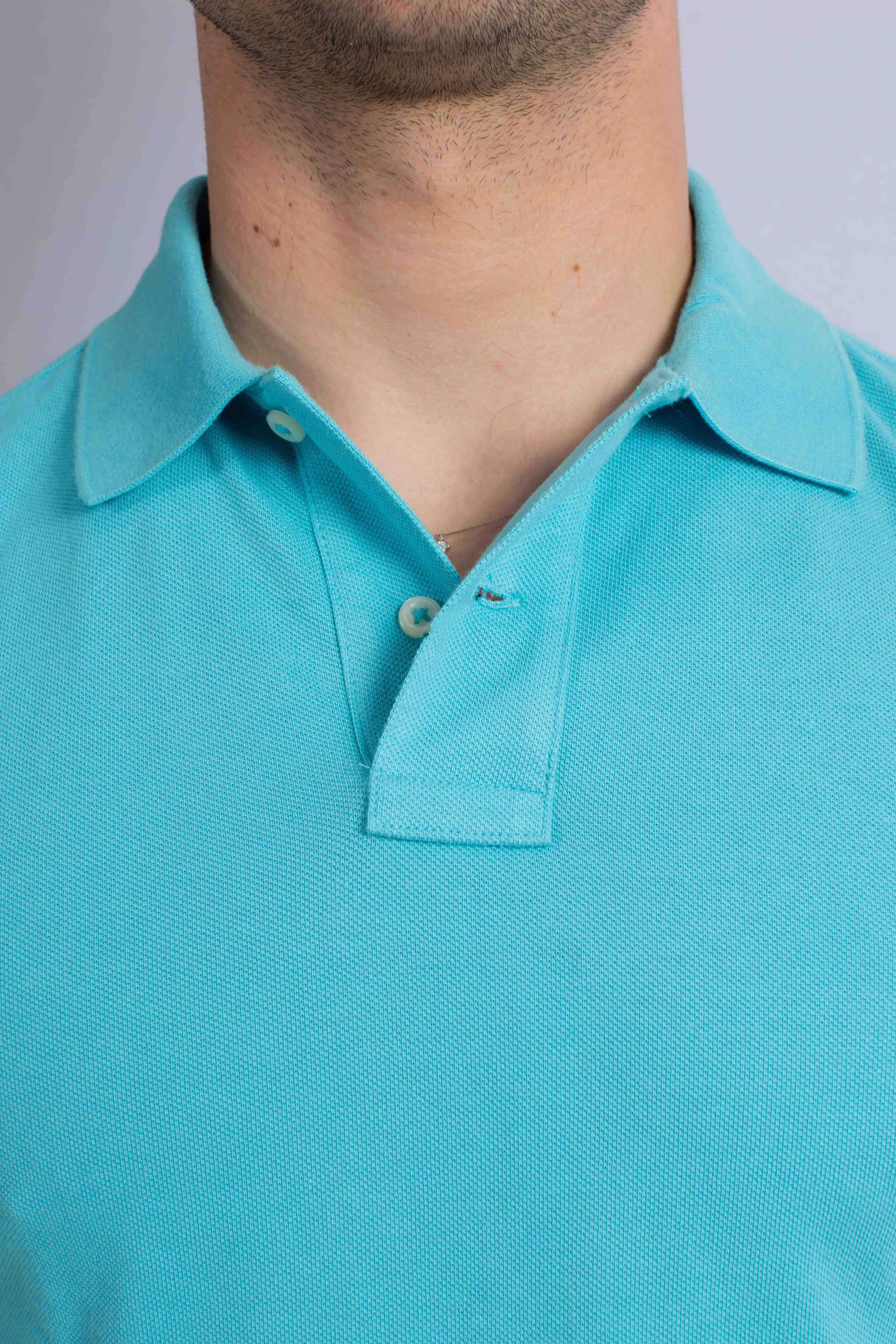 Polo iconica in piqué Custom Slim-Fit turquoise