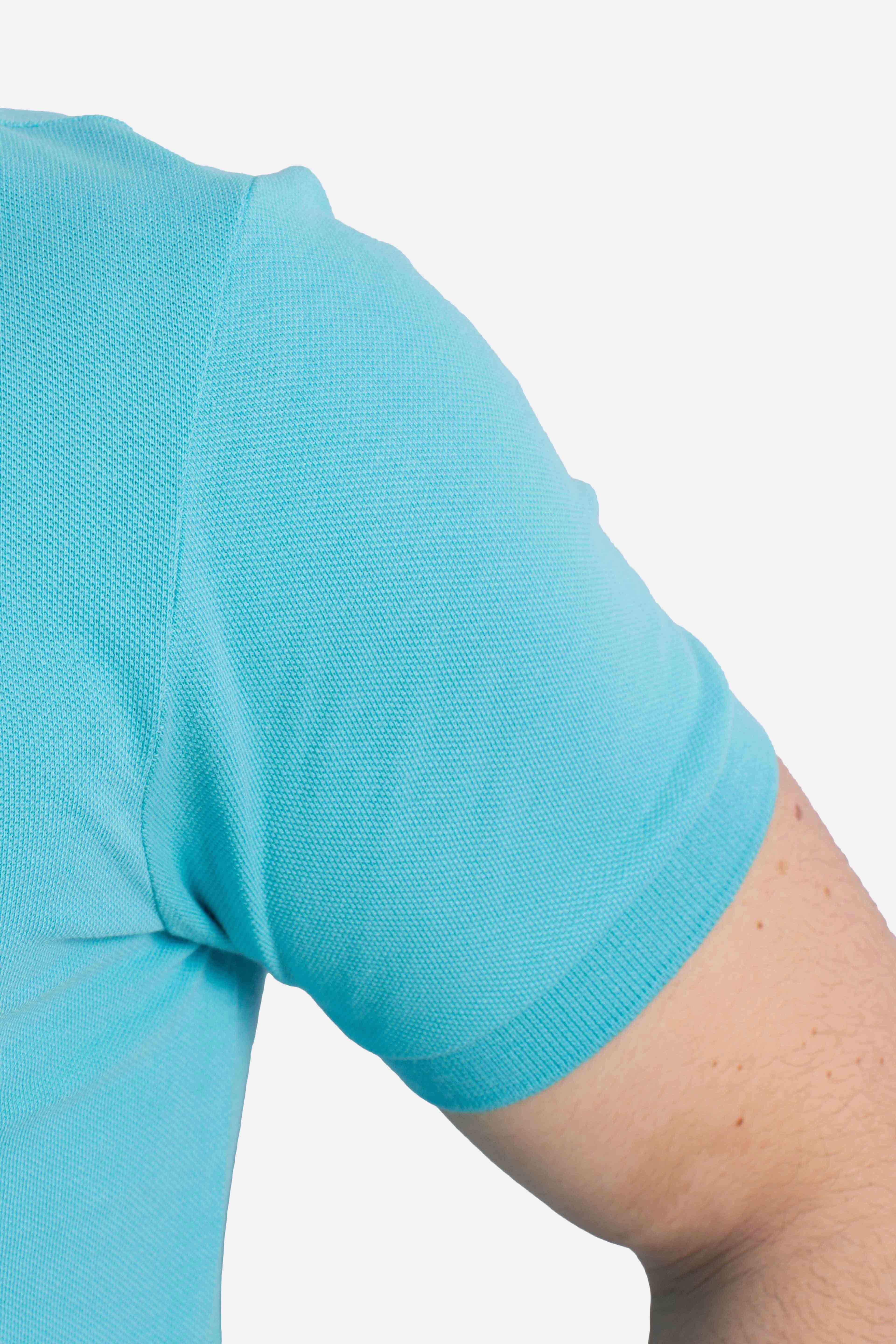 Polo iconica in piqué Custom Slim-Fit turquoise