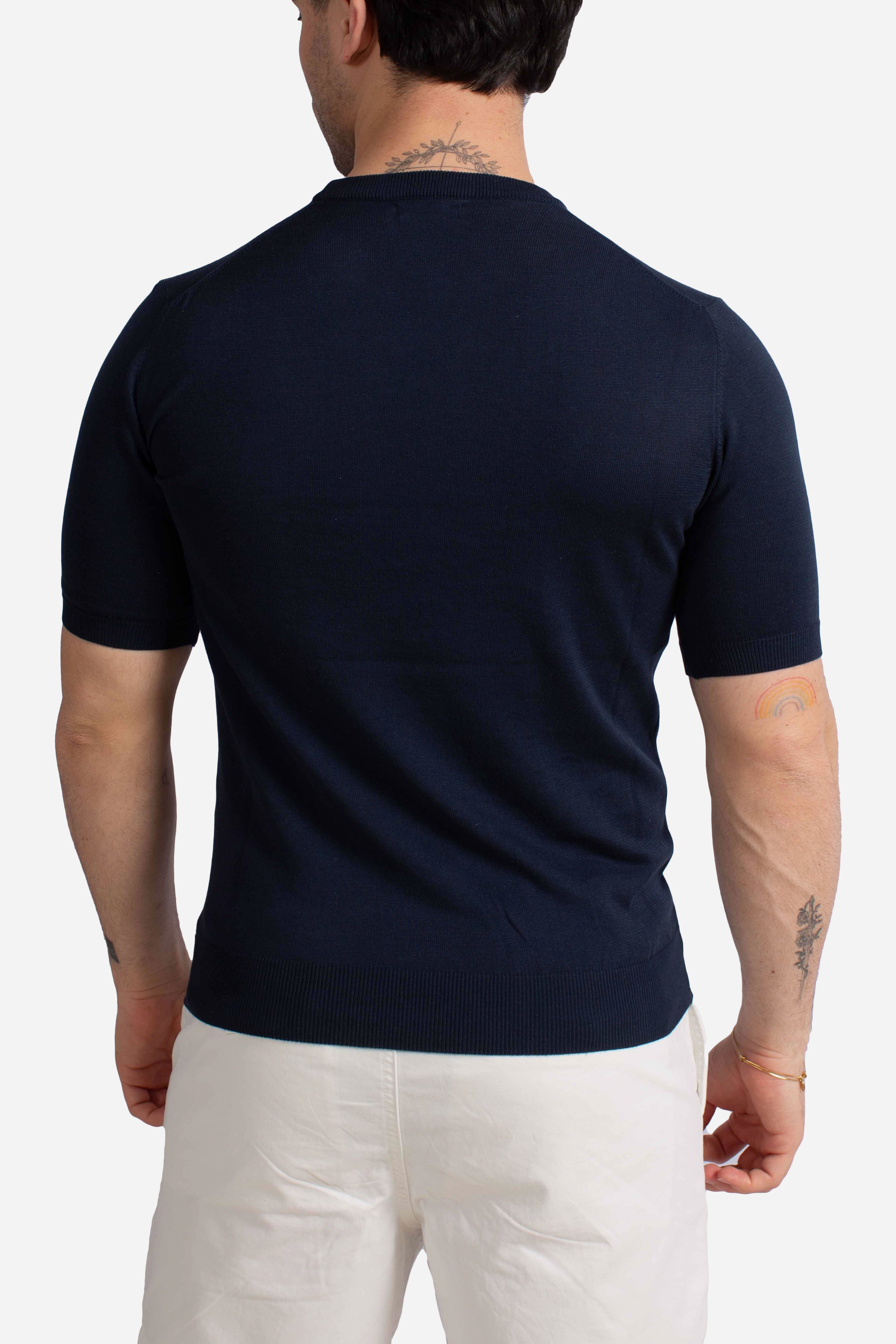 Maglia Crisrian girocollo in cotone blu