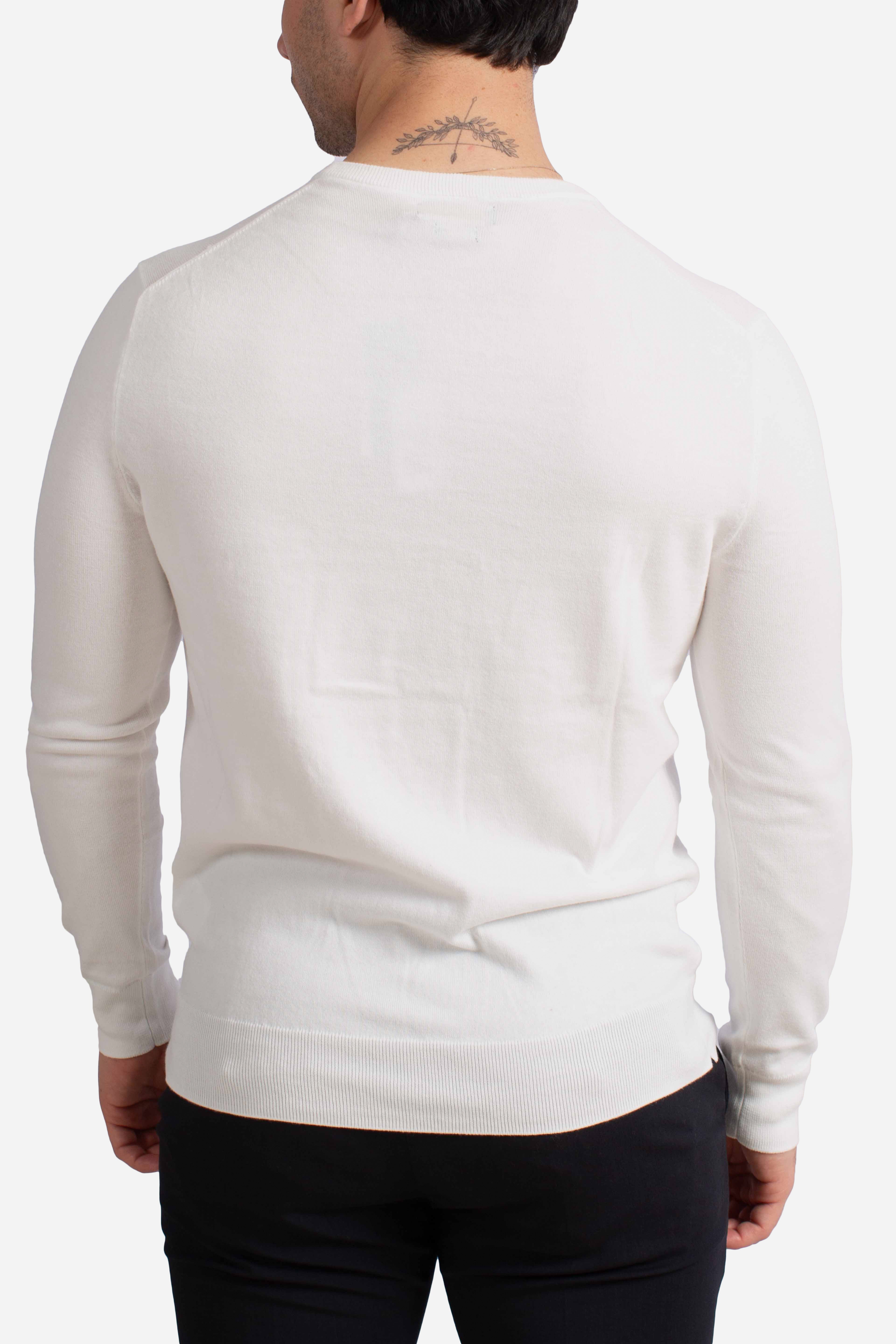 Maglione slim fit in cotone testurizzato white