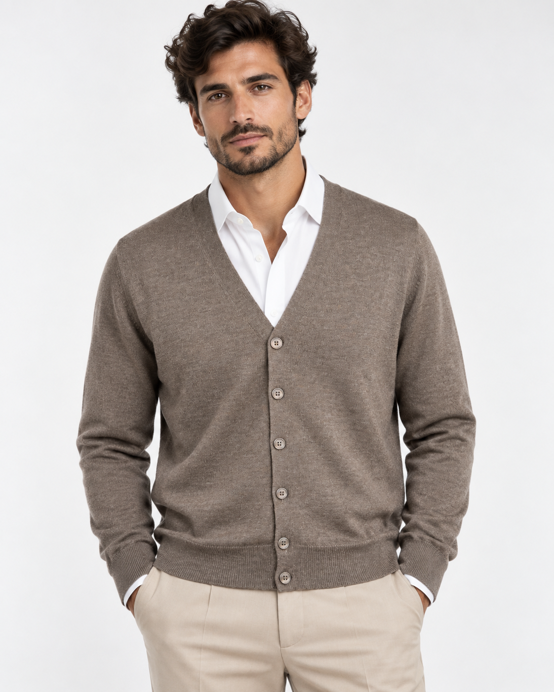 Gran Sasso Cardigan uomo in lana testa di moro