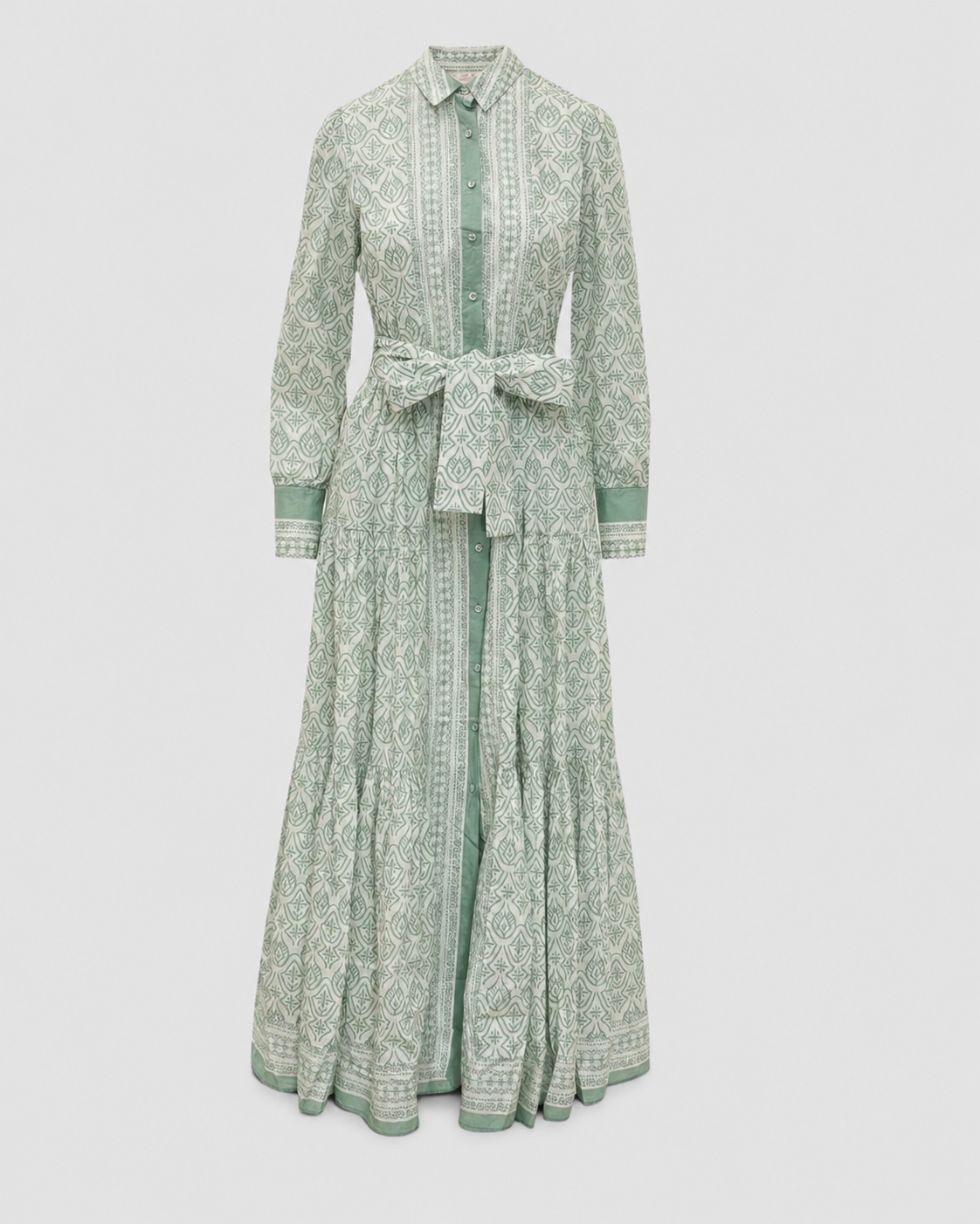 Abito Jensen in cotone con fantasia eightboho bianco verde