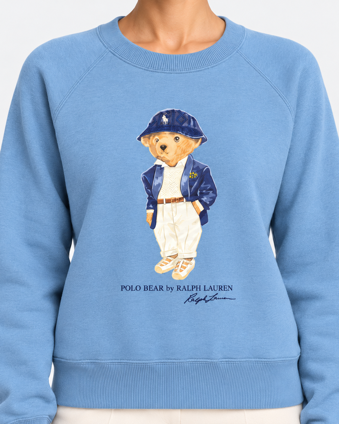 Polo Ralph Lauren Felpa Donna Polo Bear Girocollo Azzurra