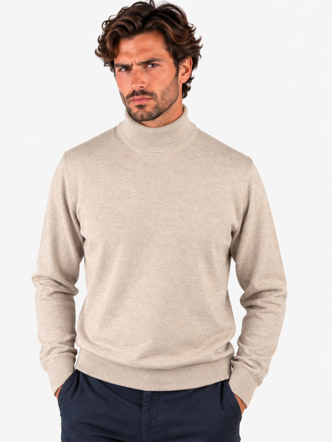 Gran Sasso Lupetto uomo in lana beige