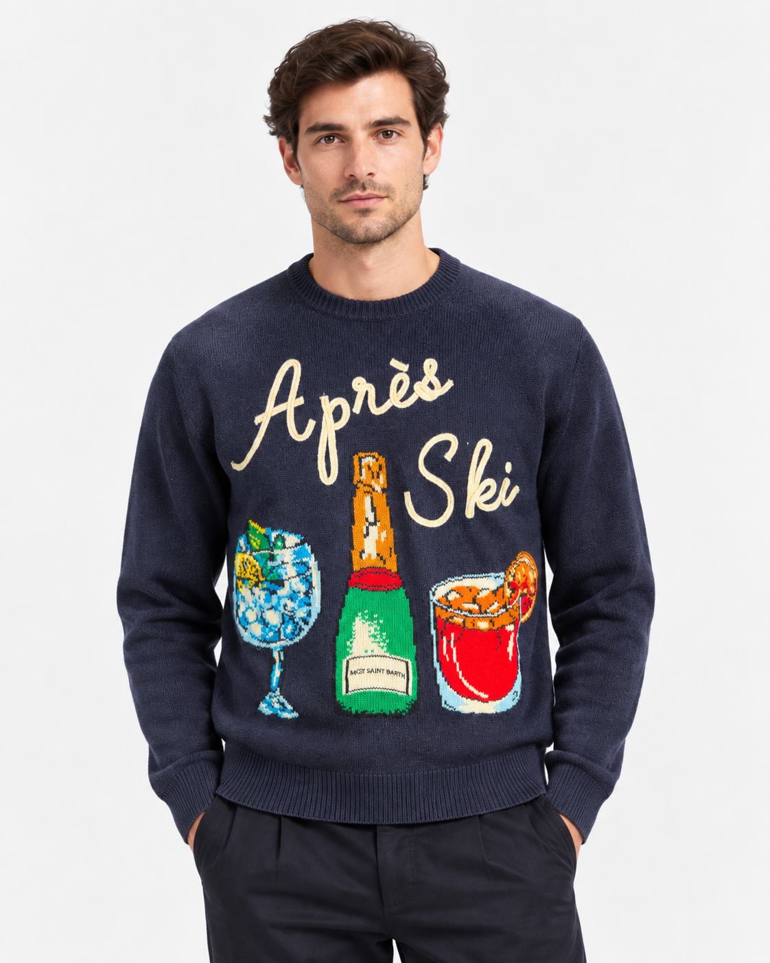 MC2 Saint Barth Maglia Uomo Après Ski Drinks Blu