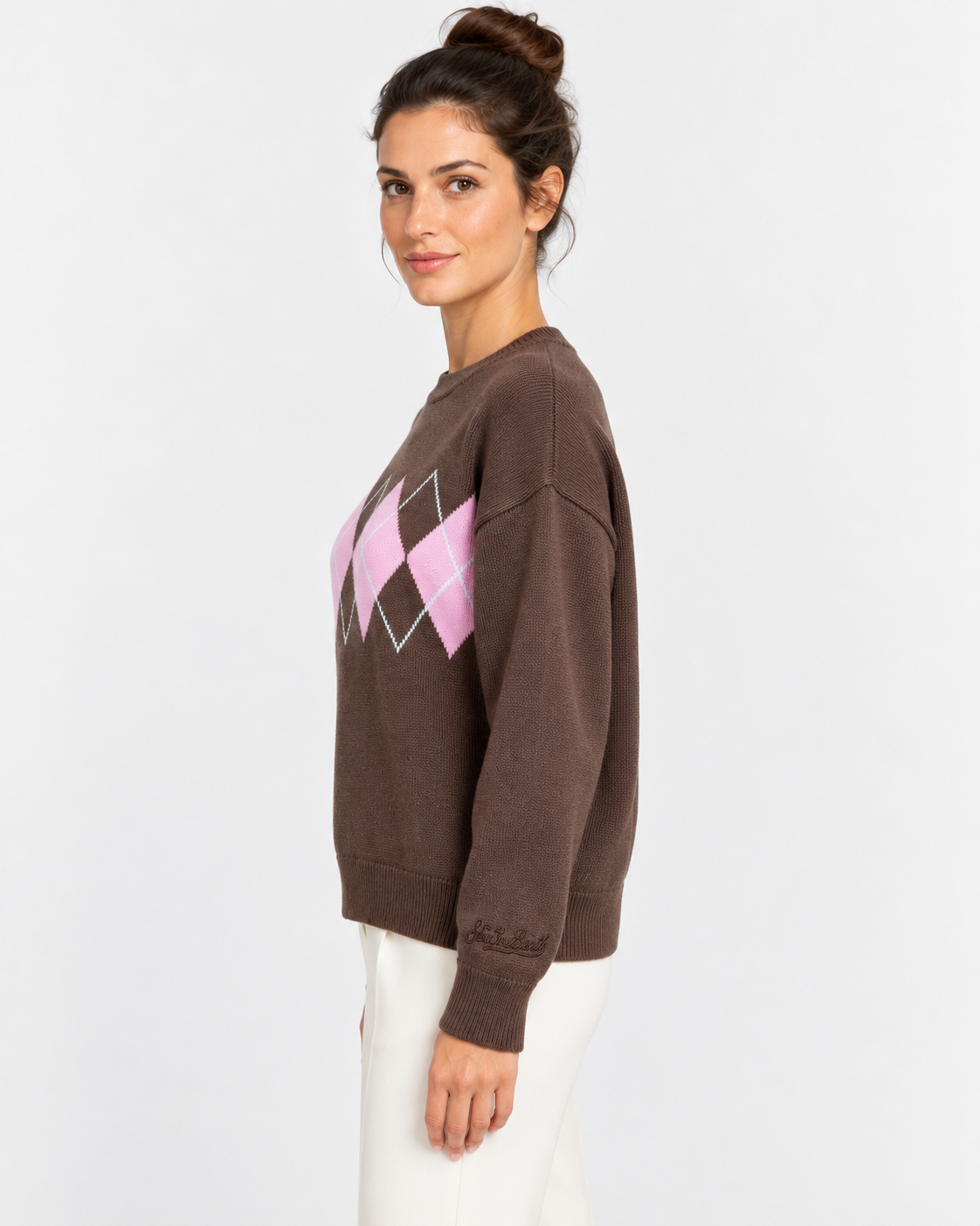 MC2 Saint Barth Maglia Donna Tessa Argyle Marrone a Rombi