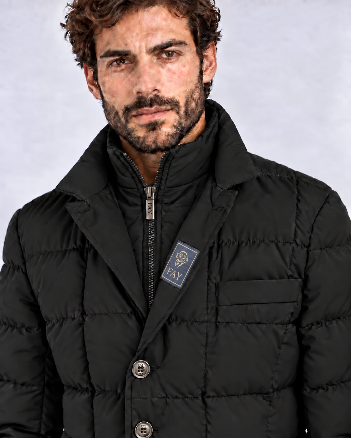 Fay Piumino corto uomo Double Front nero
