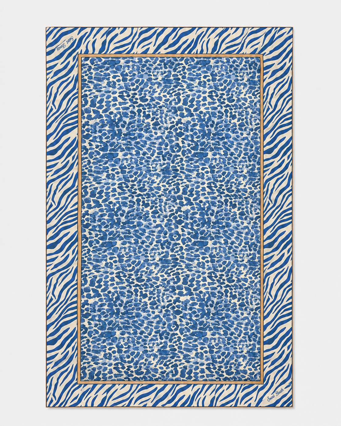 Pareo lungo Thaiti misto seta con stampa blue safari