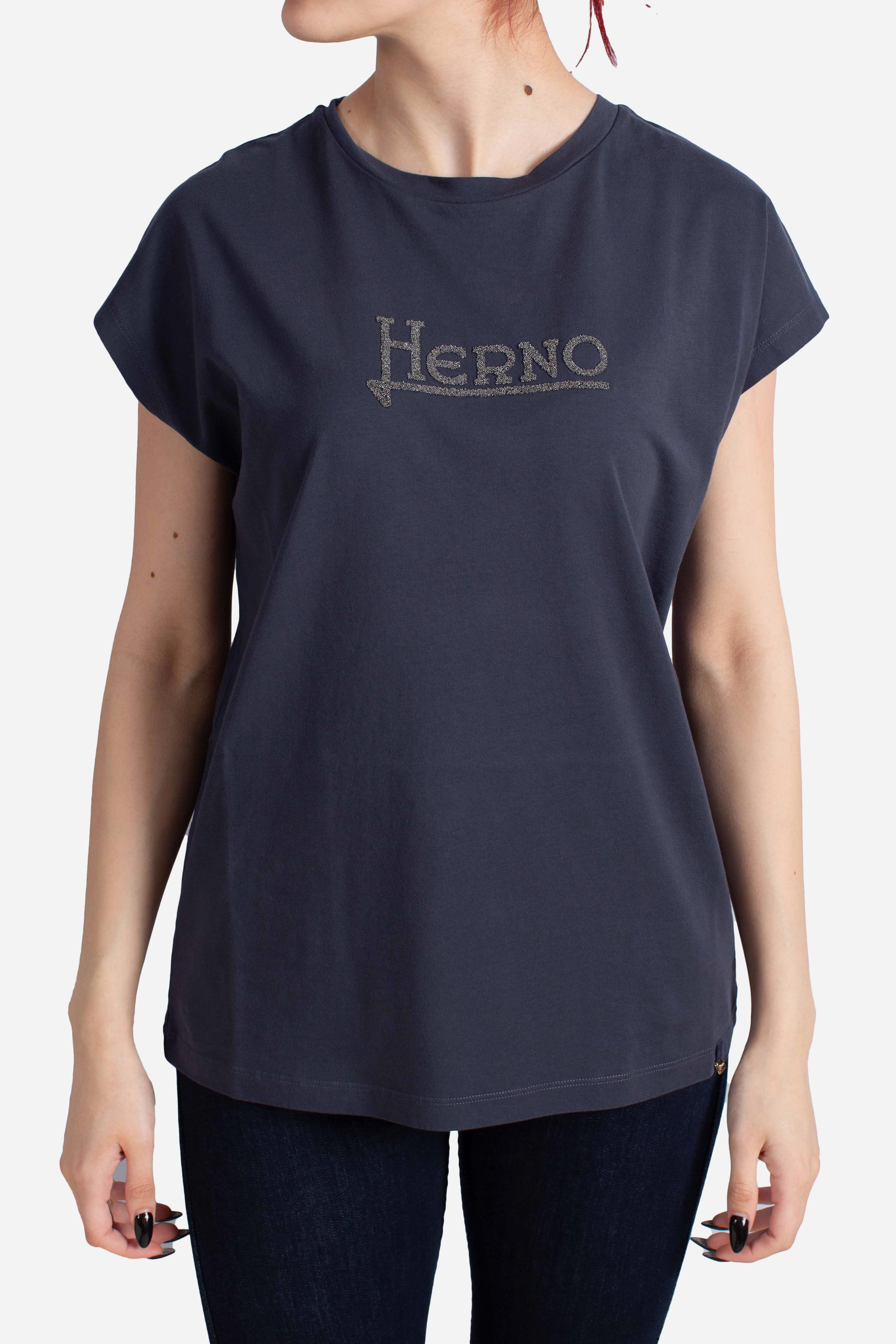 T-shirt in cotone blu navy