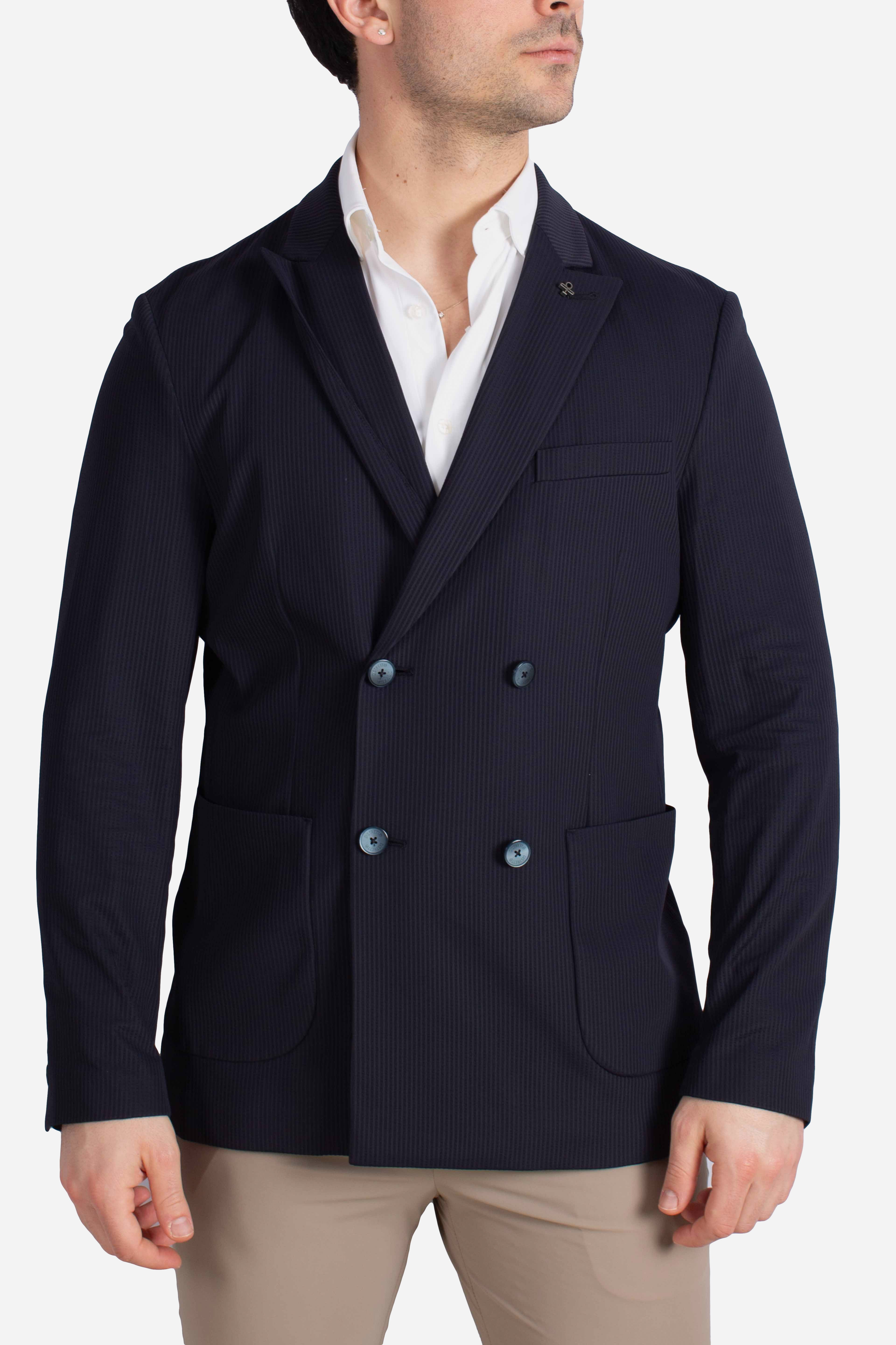 Giacca tecnica Leccio doppiopetto blu