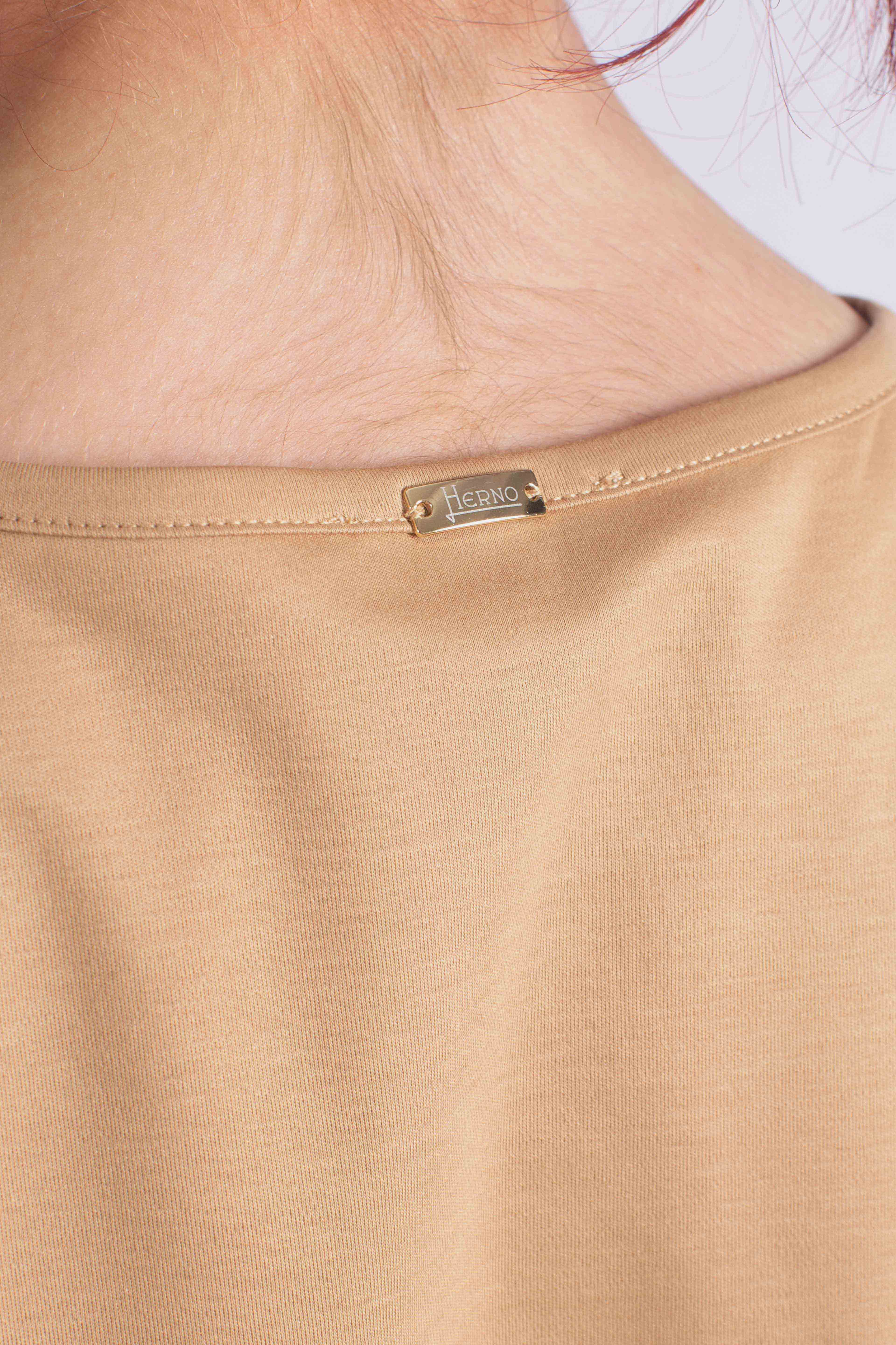 T-shirt in ever cotton interlock e monogram lurex cammello