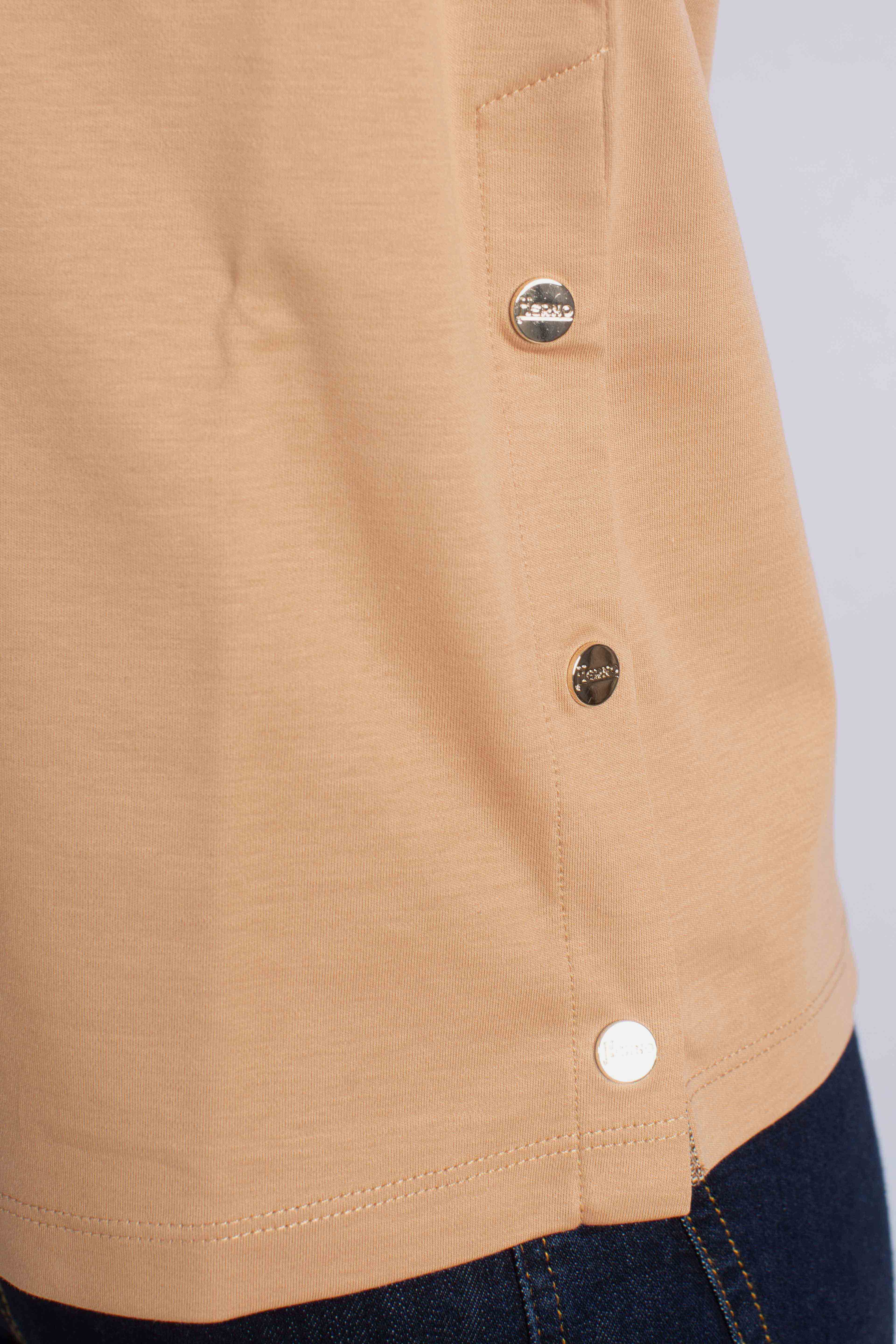 T-shirt in ever cotton interlock e monogram lurex cammello