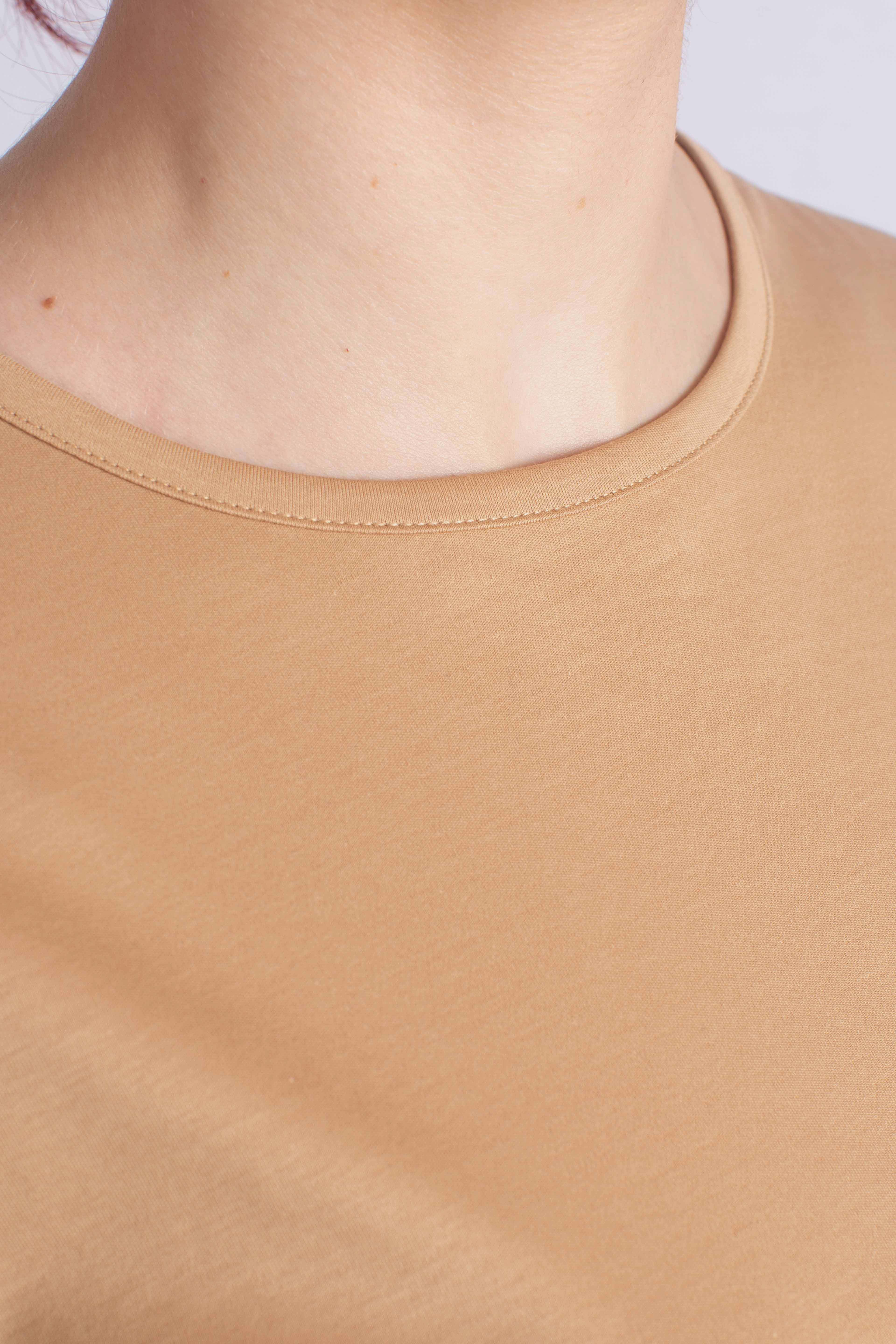 T-shirt in ever cotton interlock e monogram lurex cammello