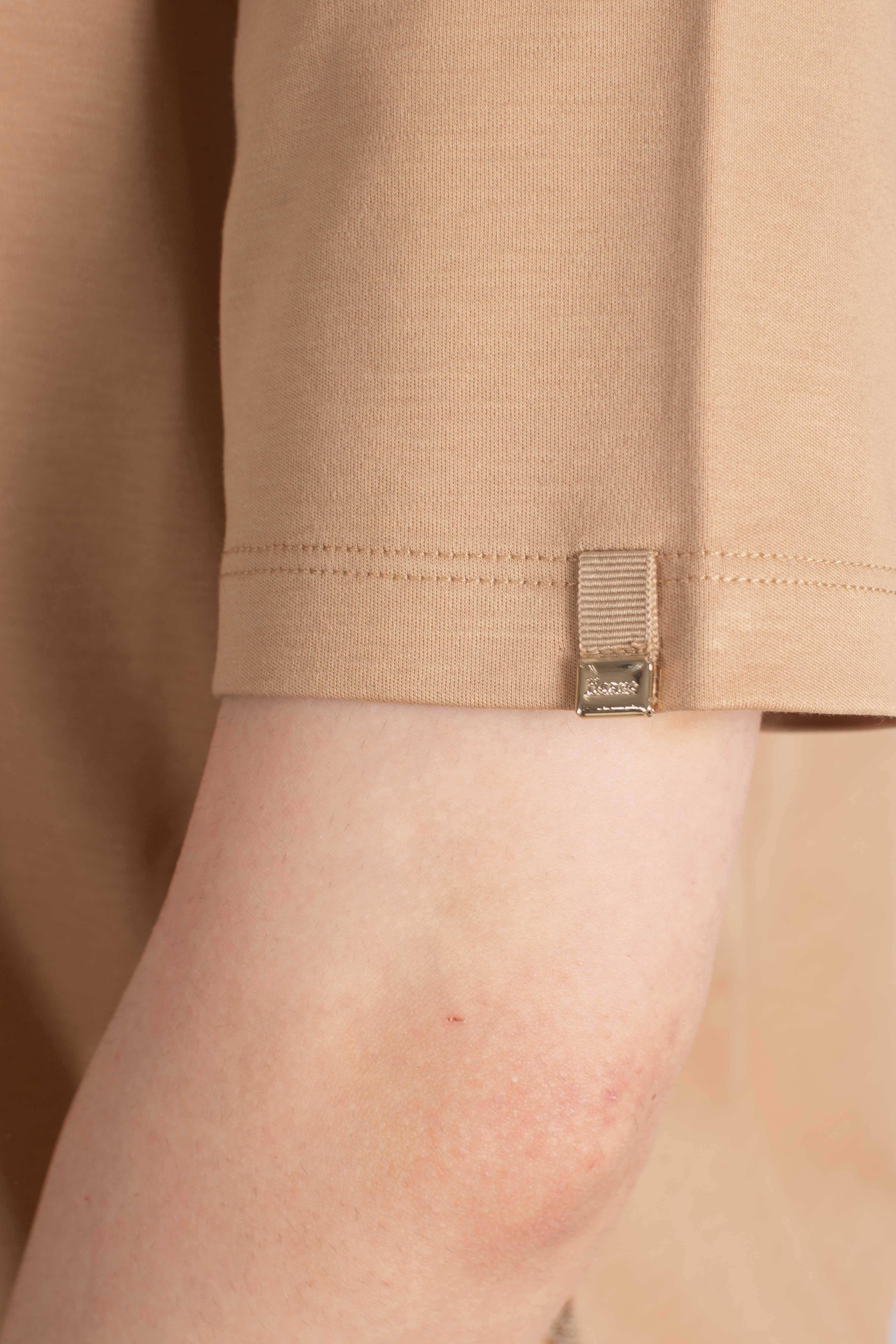 T-shirt in ever cotton interlock e monogram lurex cammello