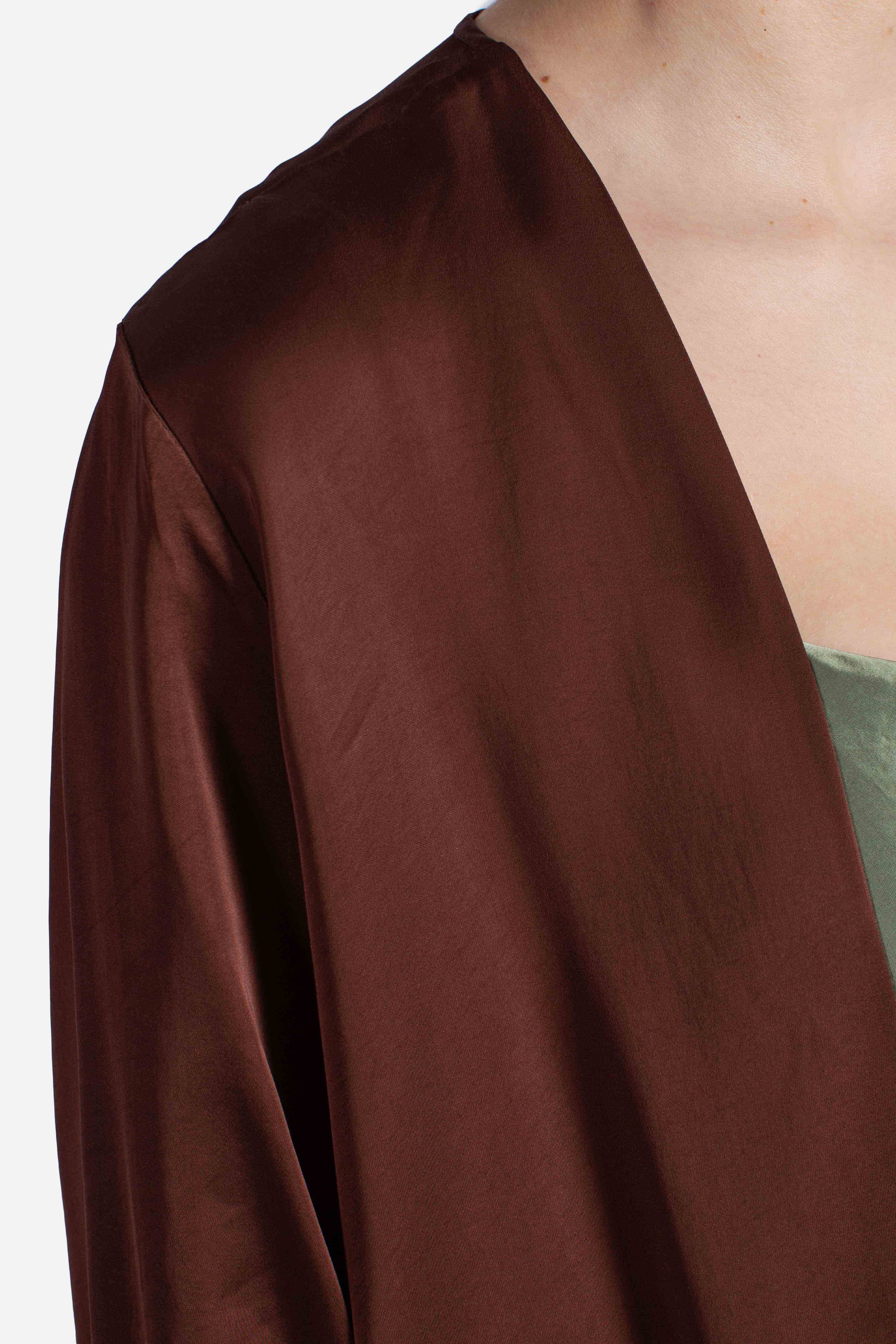 Kimono donna lungo in viscosa color cioccolato