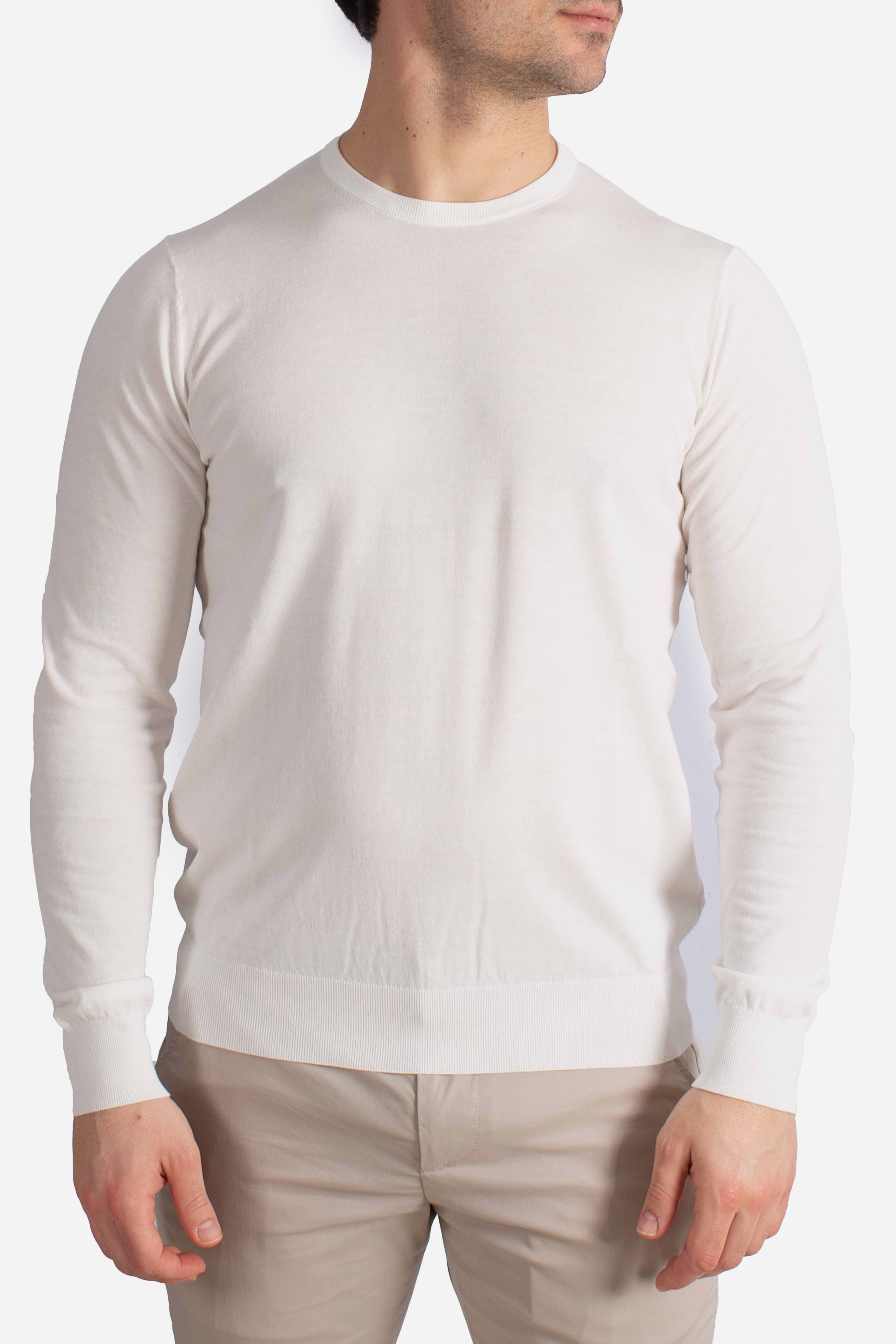 Maglia girocollo in cotone extra-fine white