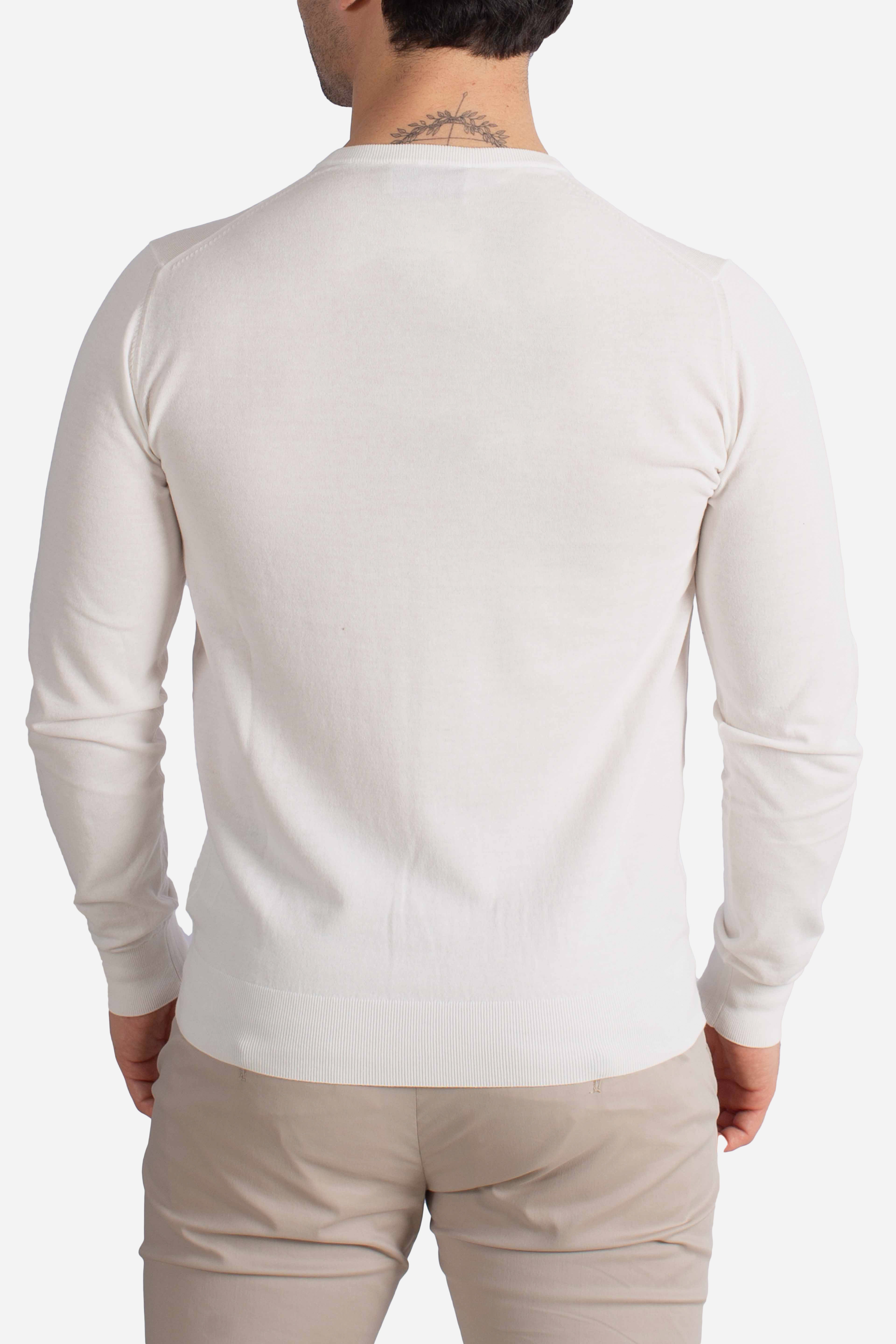 Maglia girocollo in cotone extra-fine white