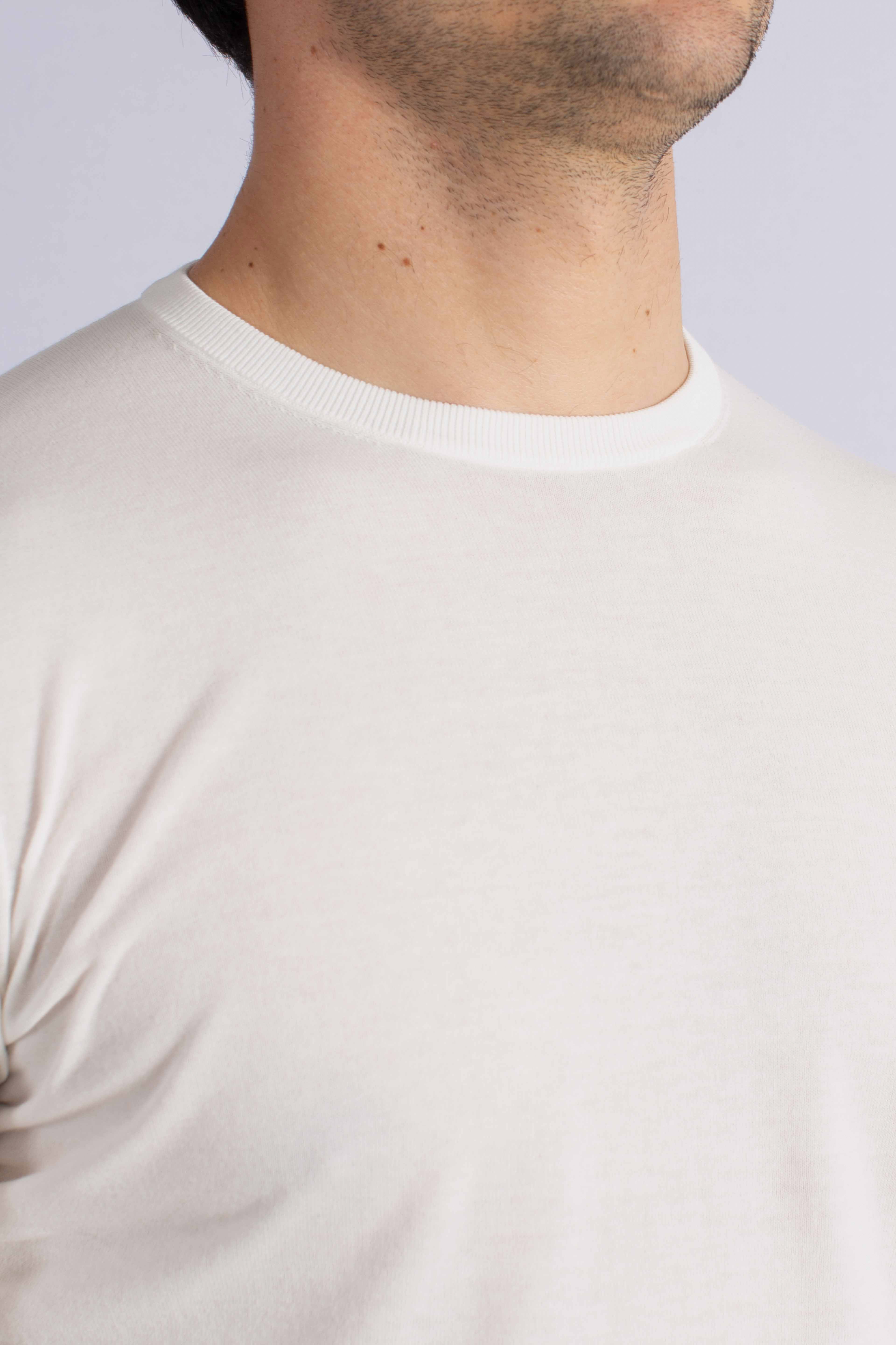 Maglia girocollo in cotone extra-fine white