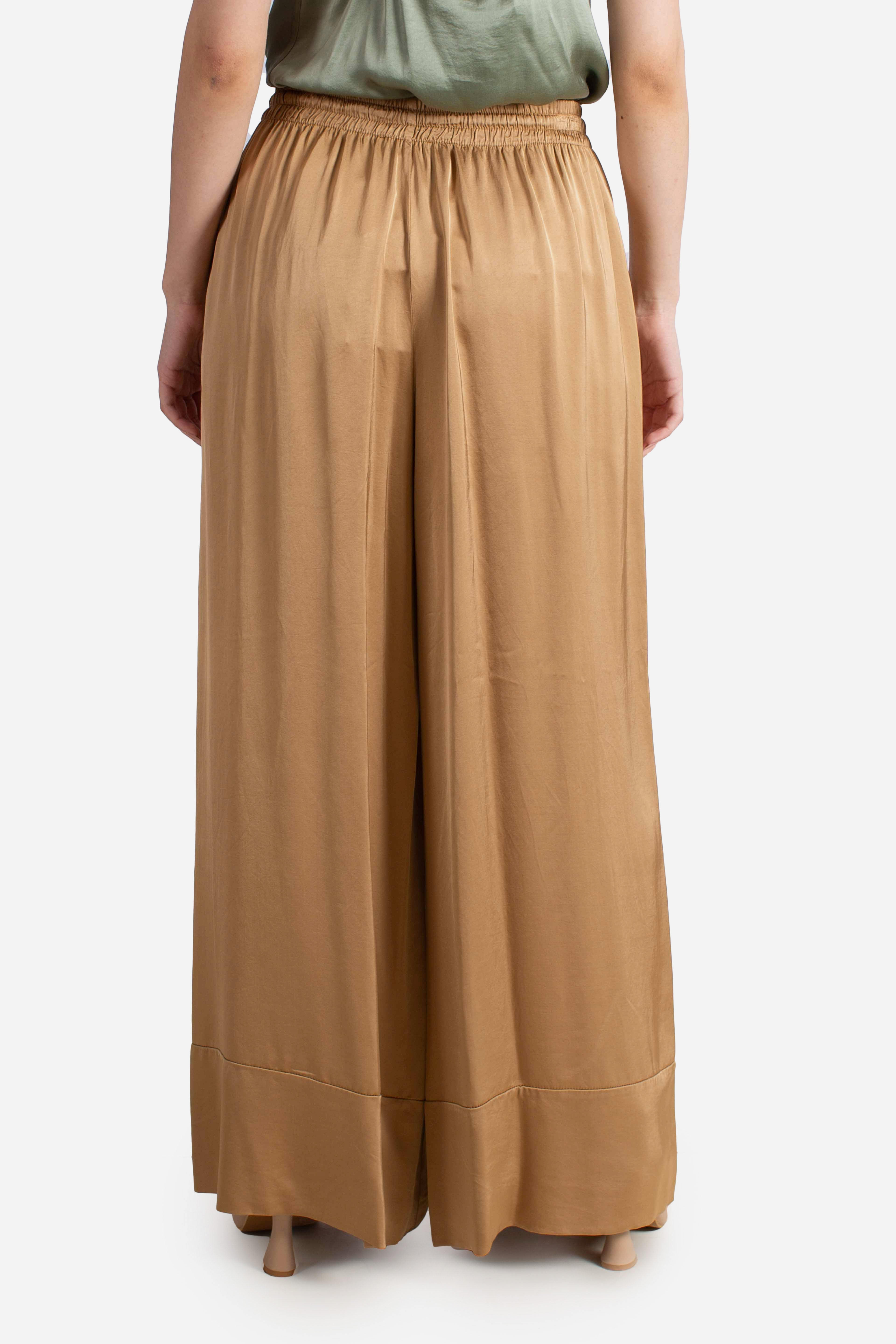Pantalone palazzo donna in viscosa color cammello