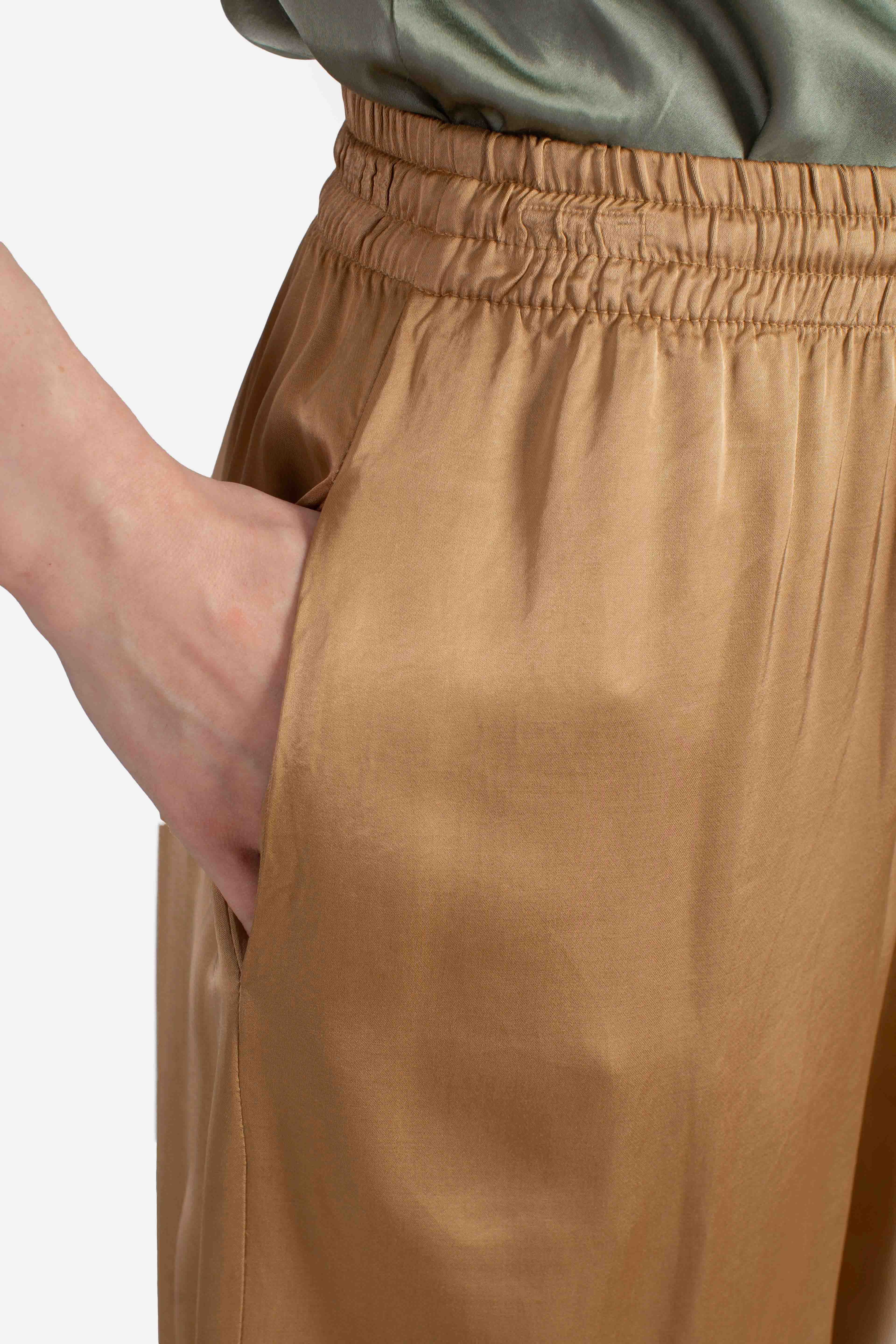 Pantalone palazzo donna in viscosa color cammello