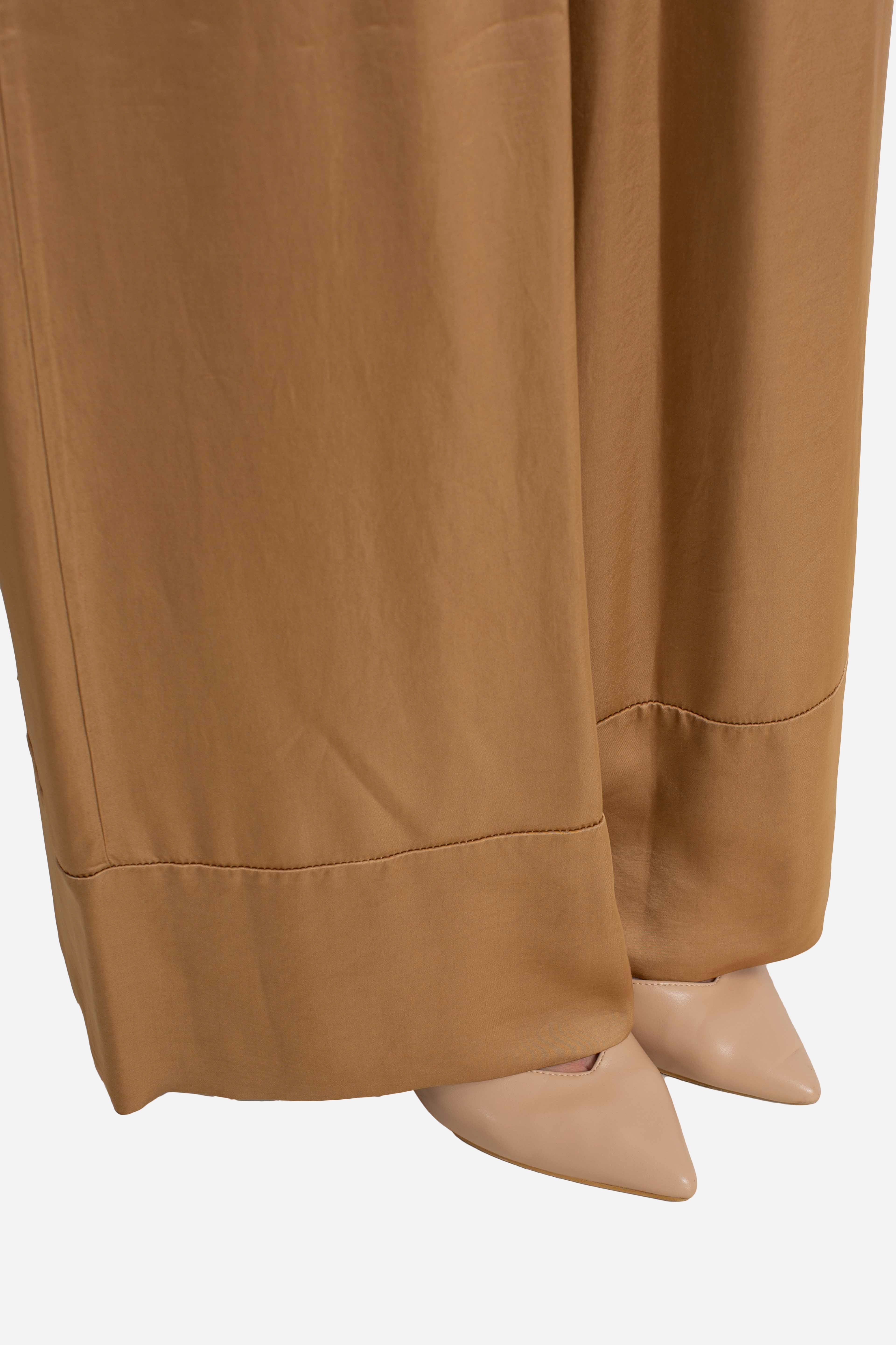 Pantalone palazzo donna in viscosa color cammello