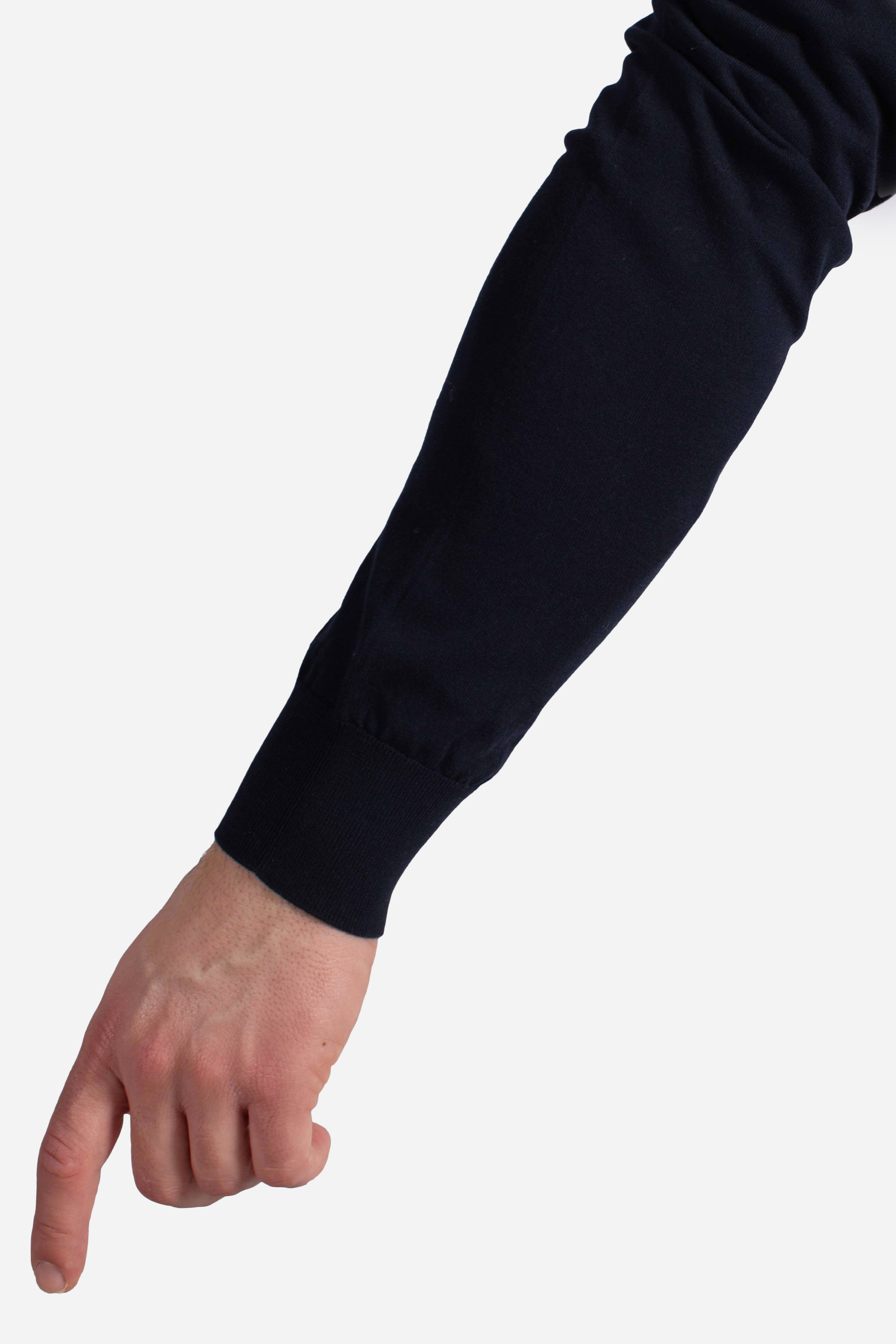 Maglia girocollo in cotone extra-fine blu navy