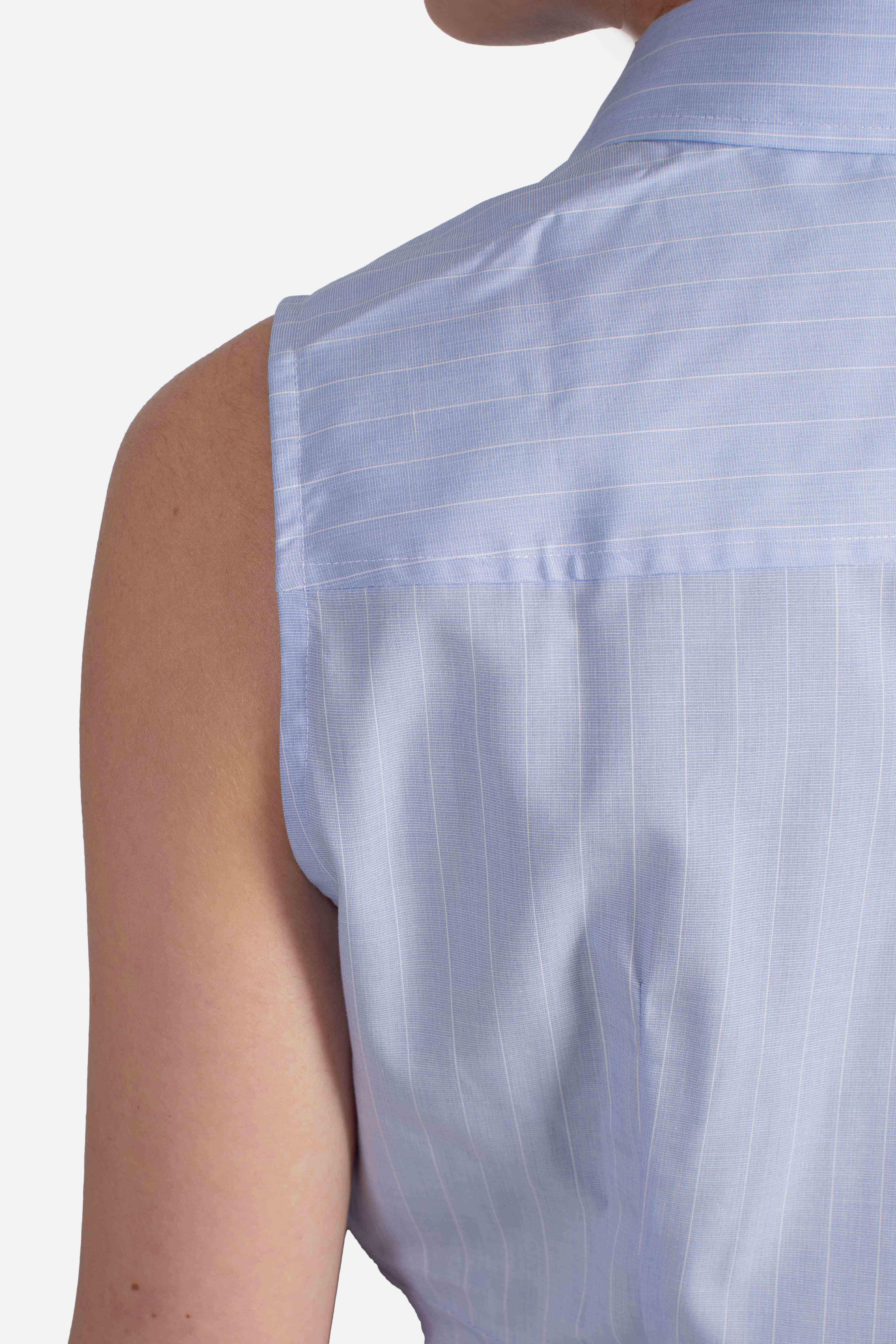 Camicia Smanicata Regular Fit in Popeline Stretch