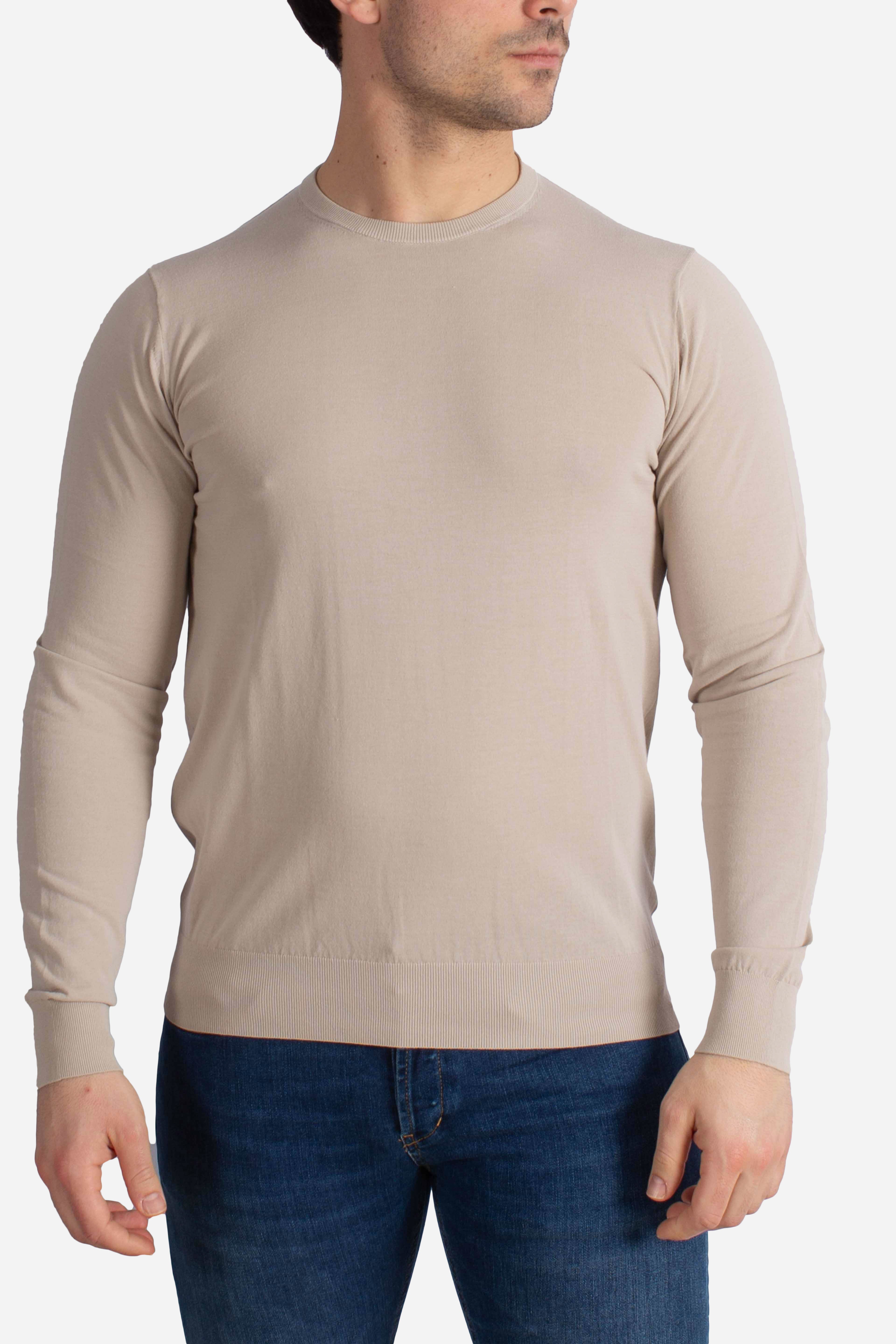 Maglia girocollo in cotone extra-fine beige