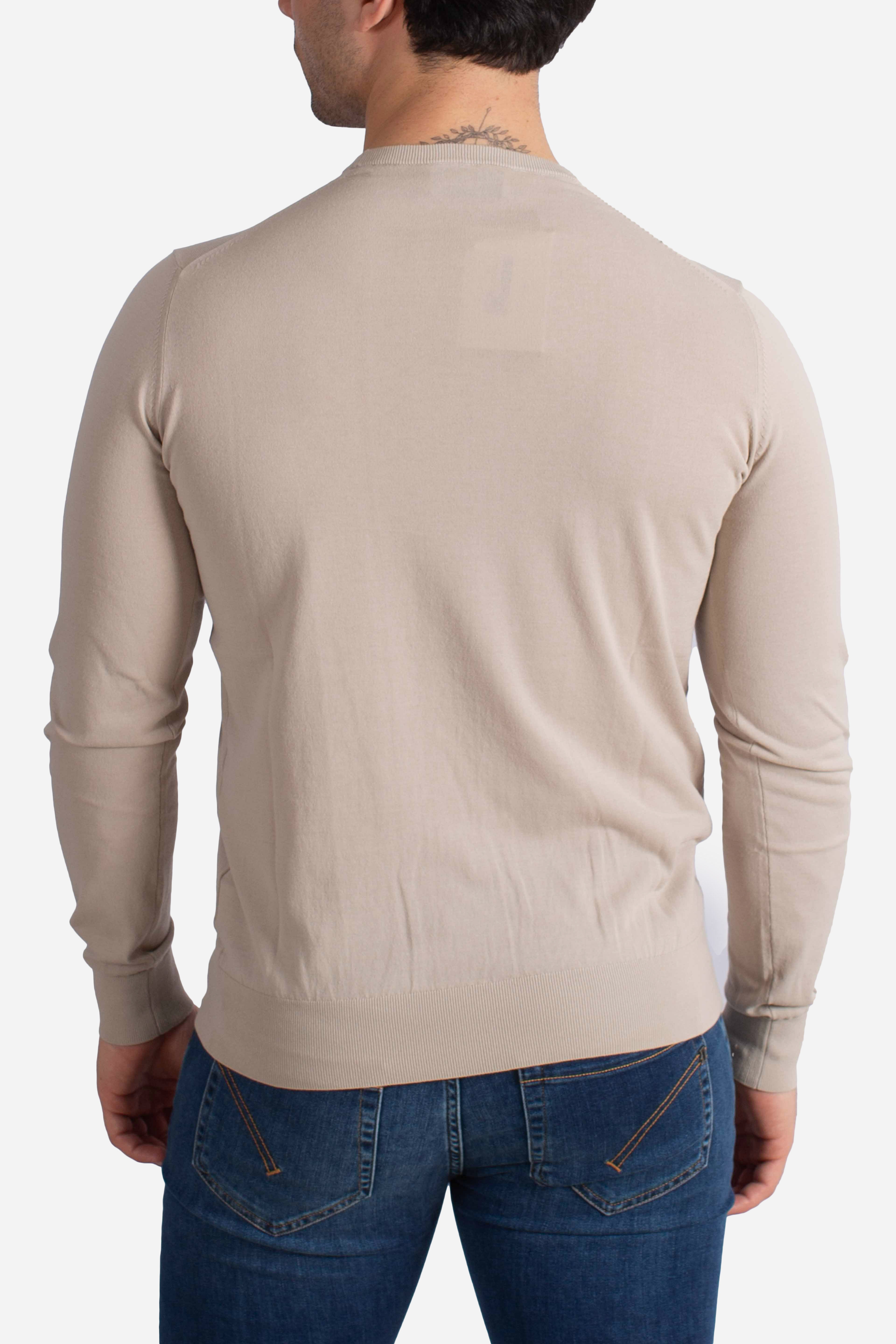 Maglia girocollo in cotone extra-fine beige