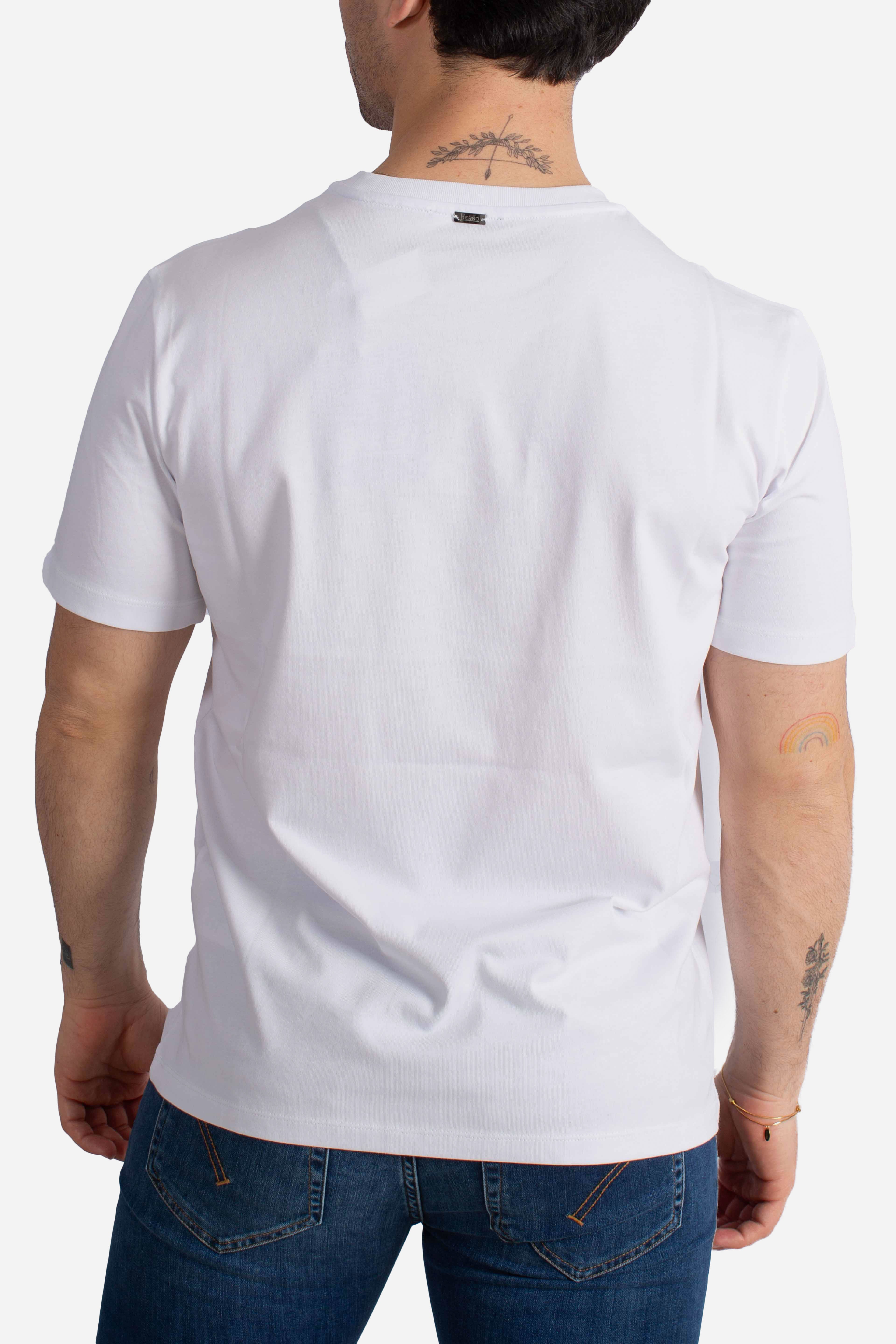 T-shirt white in compact jersey con logo ricamato