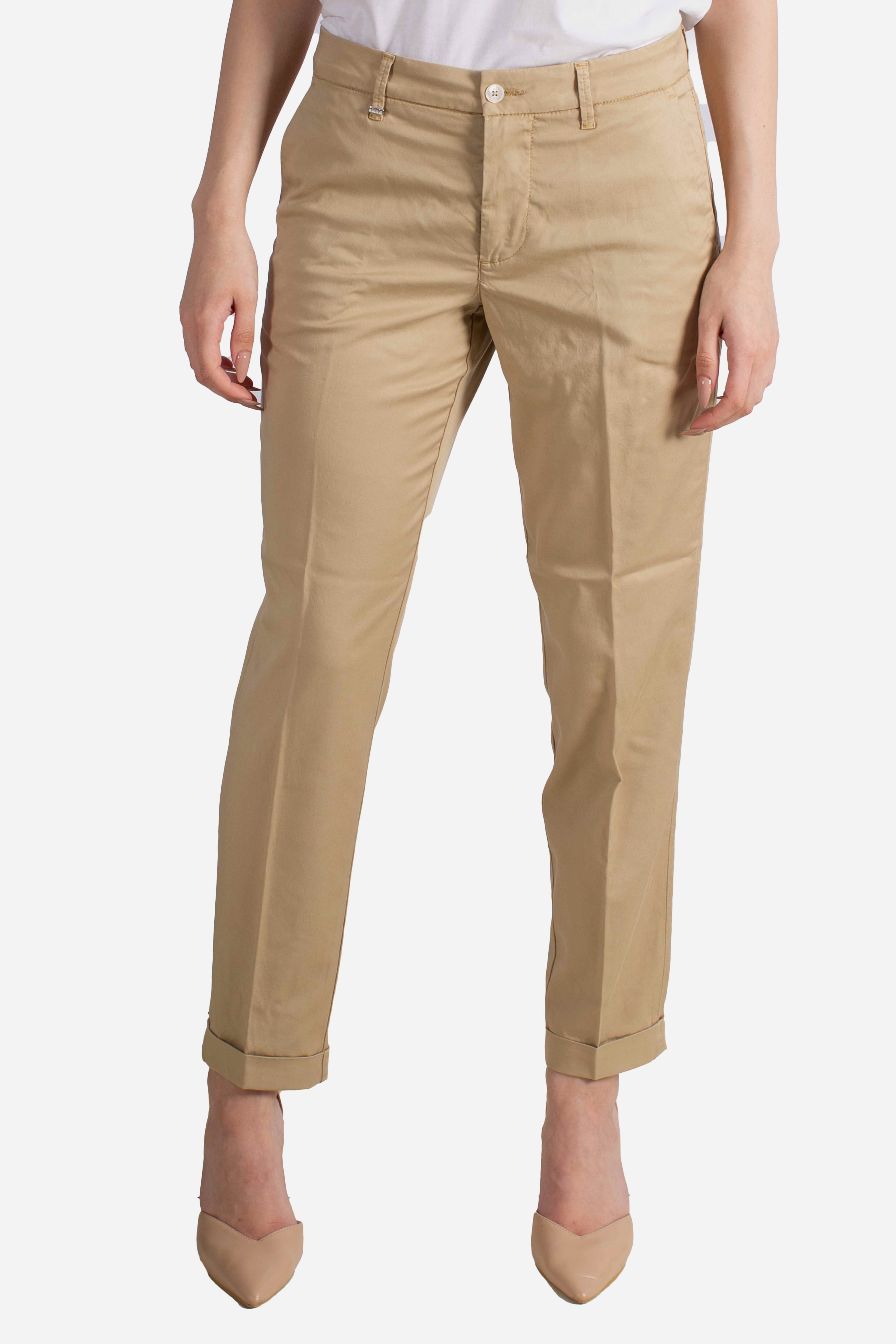 Pantaloni Slim Fit in Cotone Stretch beige